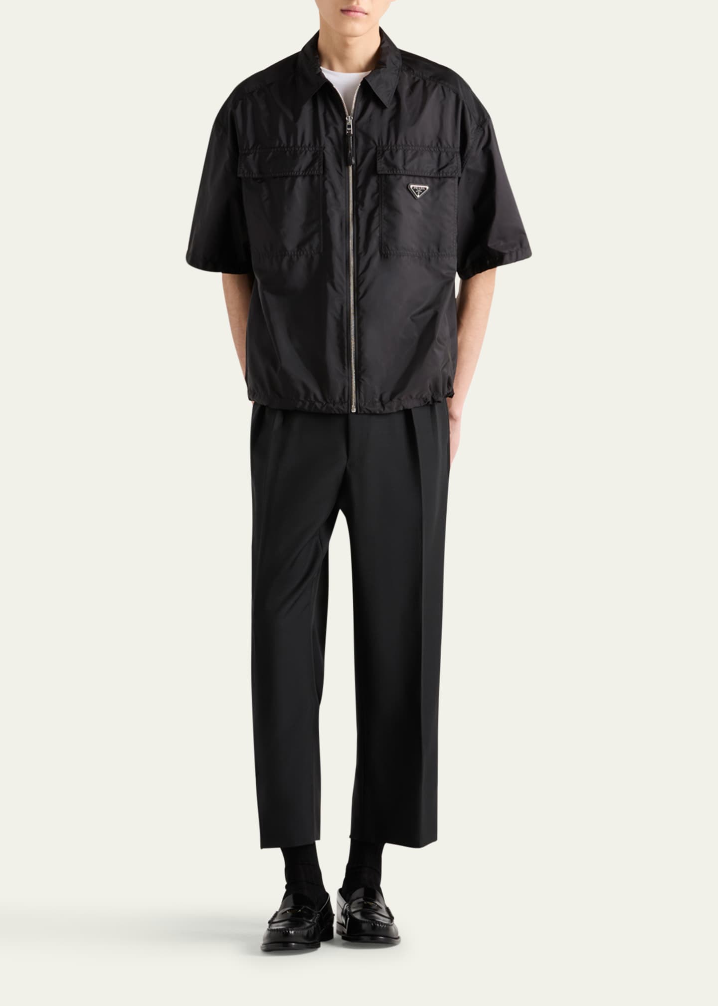 Prada Men's Re-Nylon Zip-Up Shirt Image 2 of 4