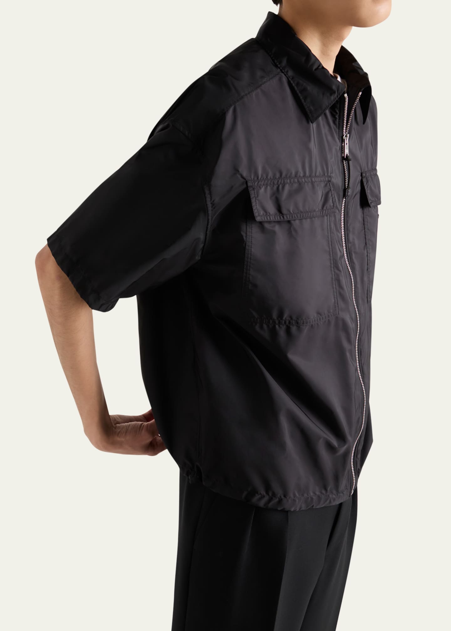 Prada Men's Re-Nylon Zip-Up Shirt Image 4 of 4