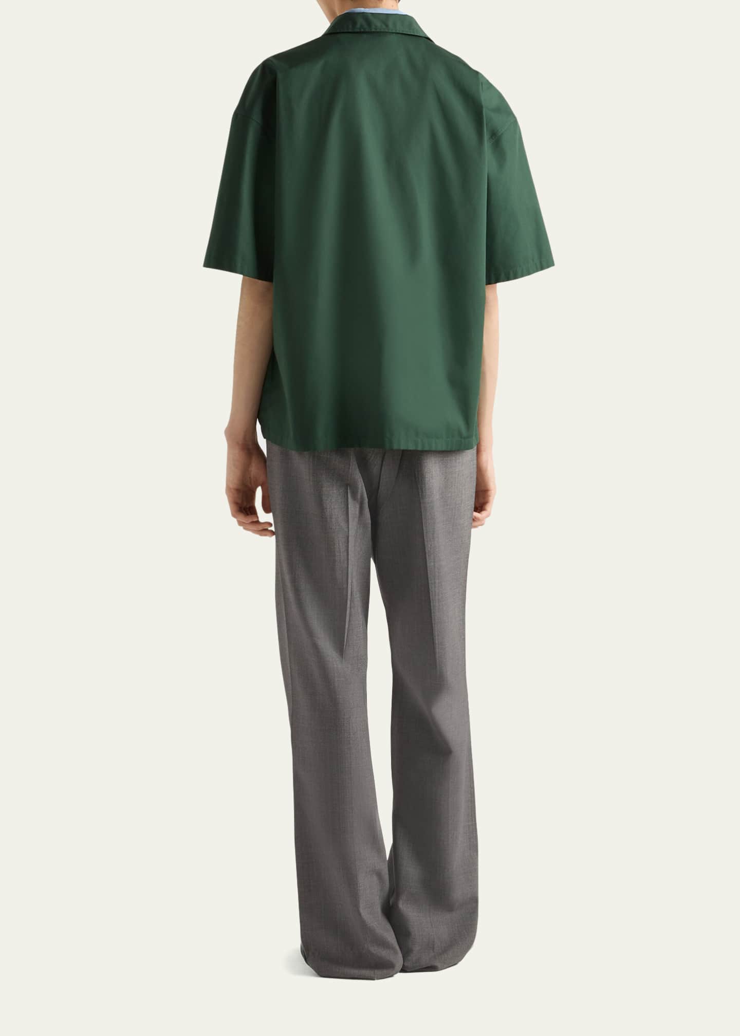 Prada Men's Technical Cotton Zip-Up Shirt Image 3 of 4