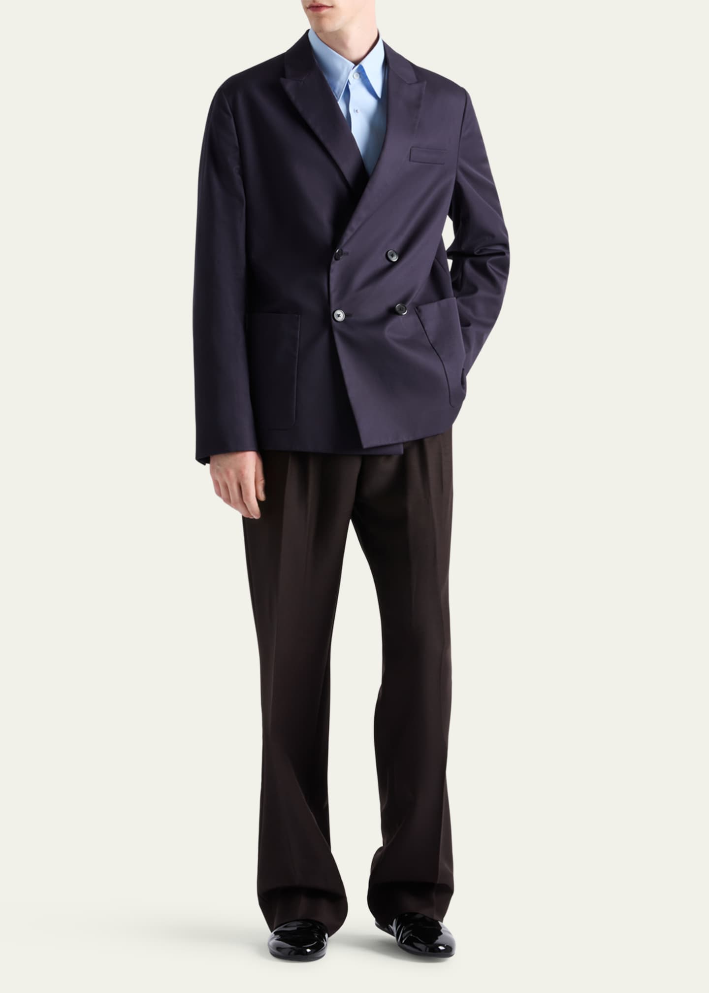 Prada Men's Double-Breasted Cotton Blazer Image 2 of 3