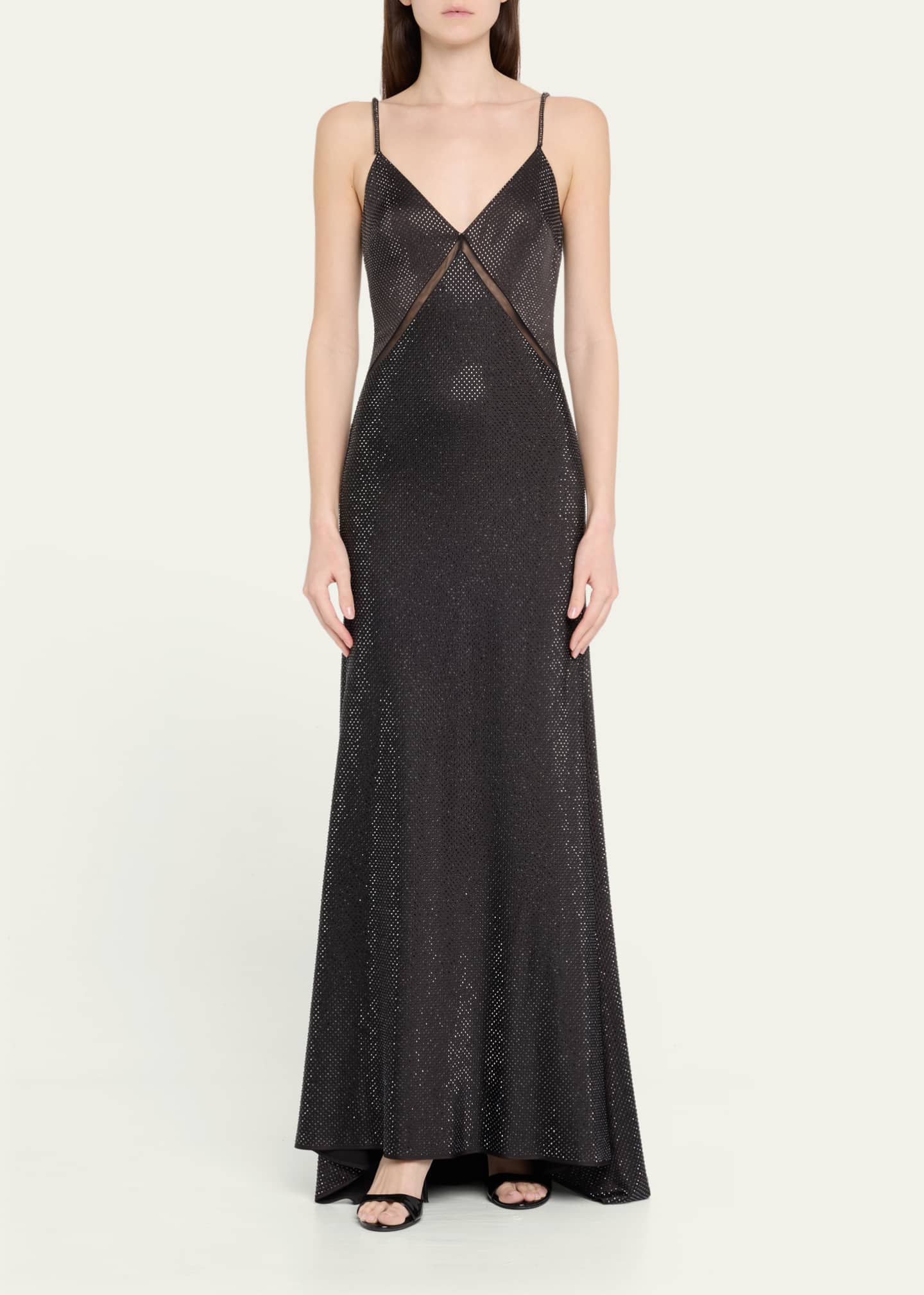 Roland Mouret Satin Diamante V-Neck Gown Image 2 of 5