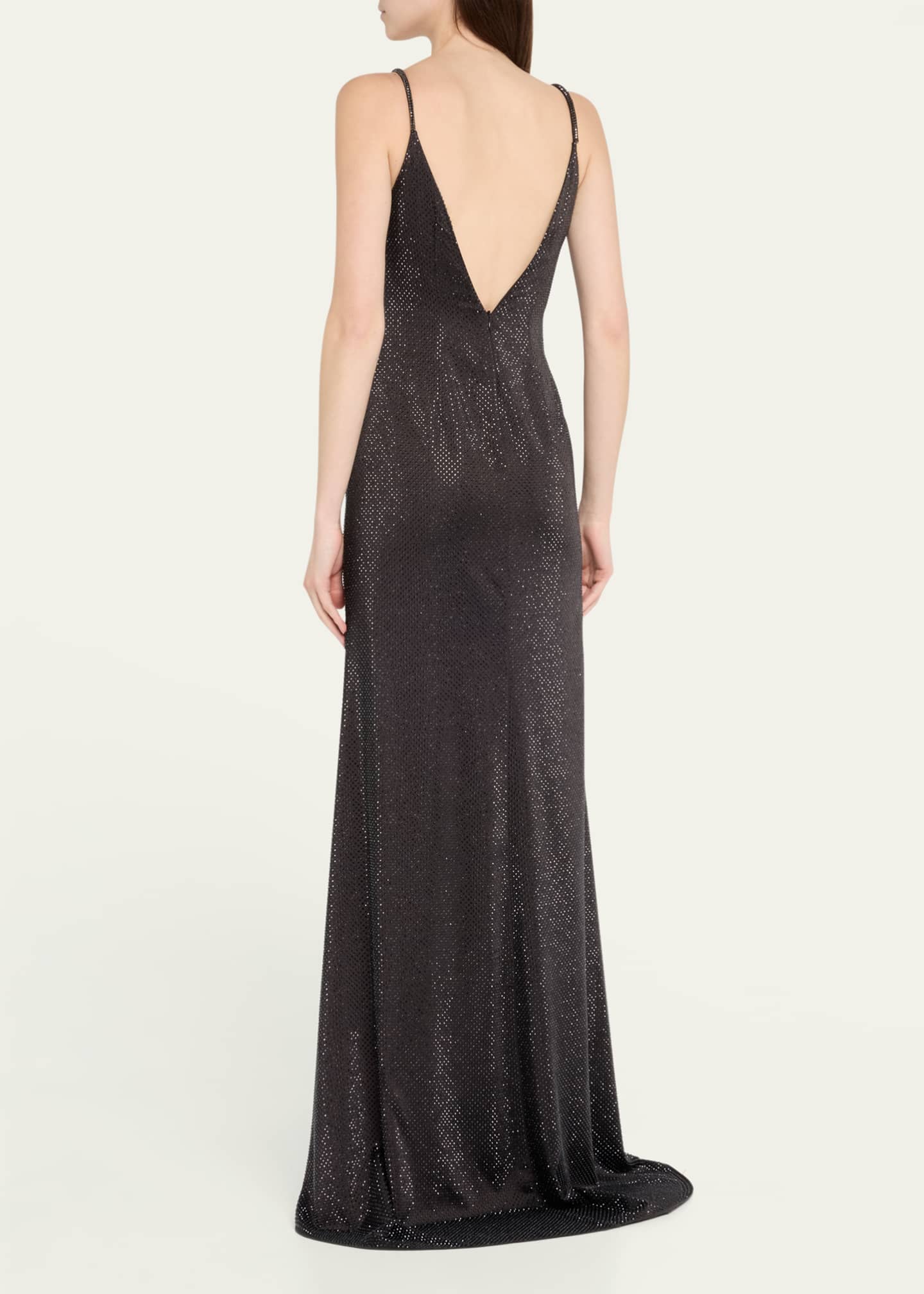 Roland Mouret Satin Diamante V-Neck Gown Image 3 of 5
