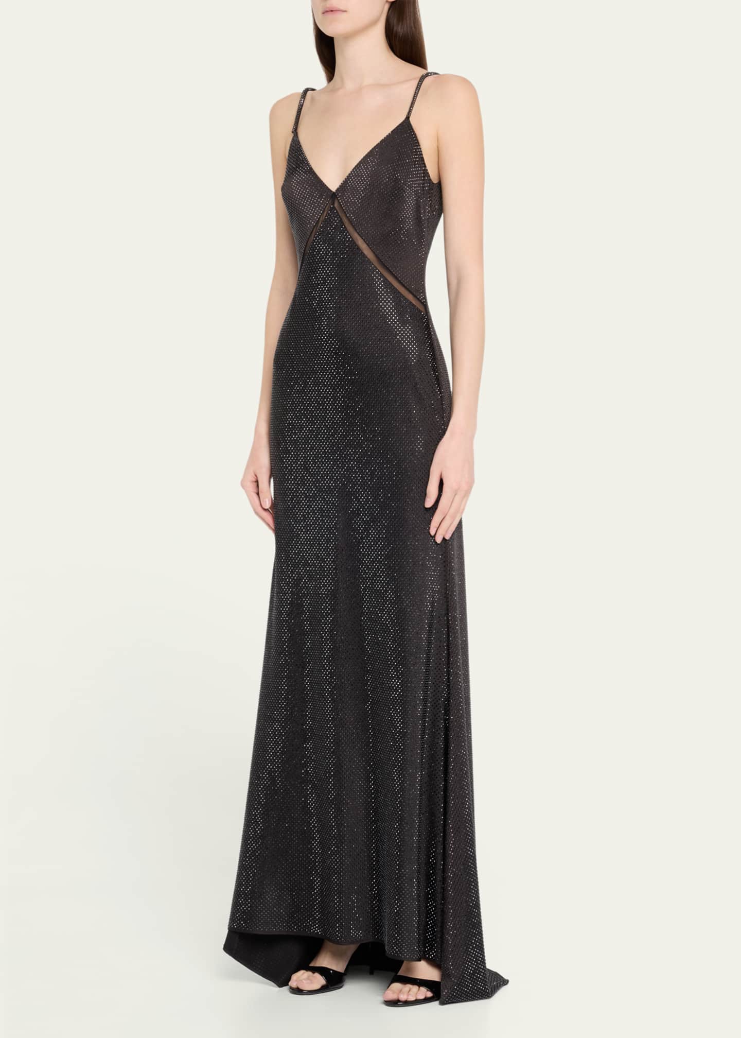 Roland Mouret Satin Diamante V-Neck Gown Image 4 of 5
