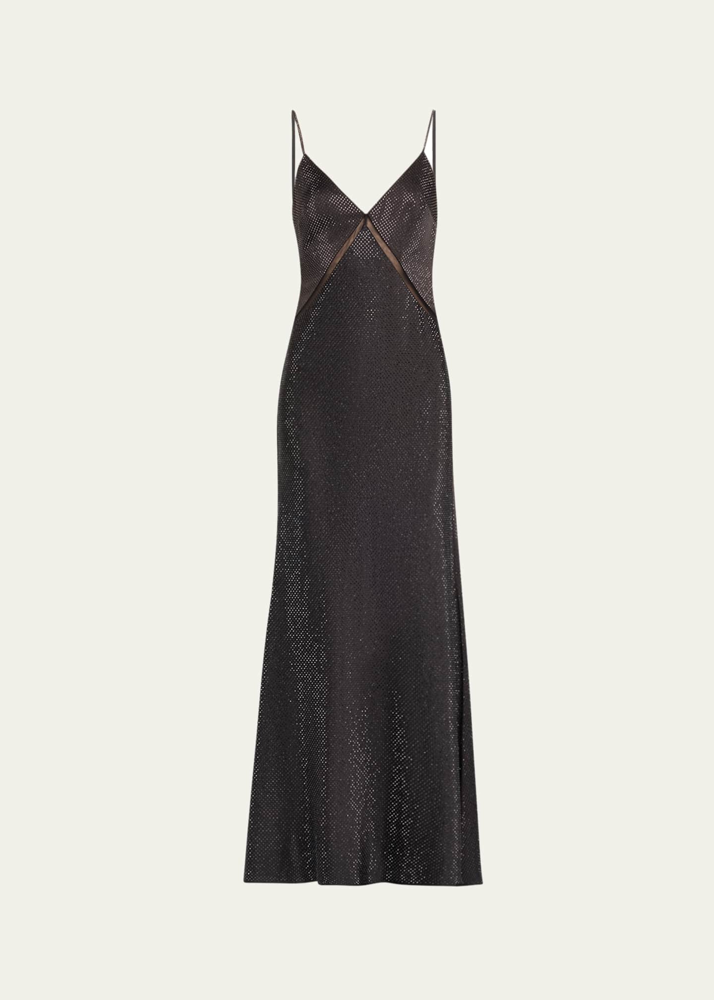 Roland Mouret Satin Diamante V-Neck Gown Image 1 of 5