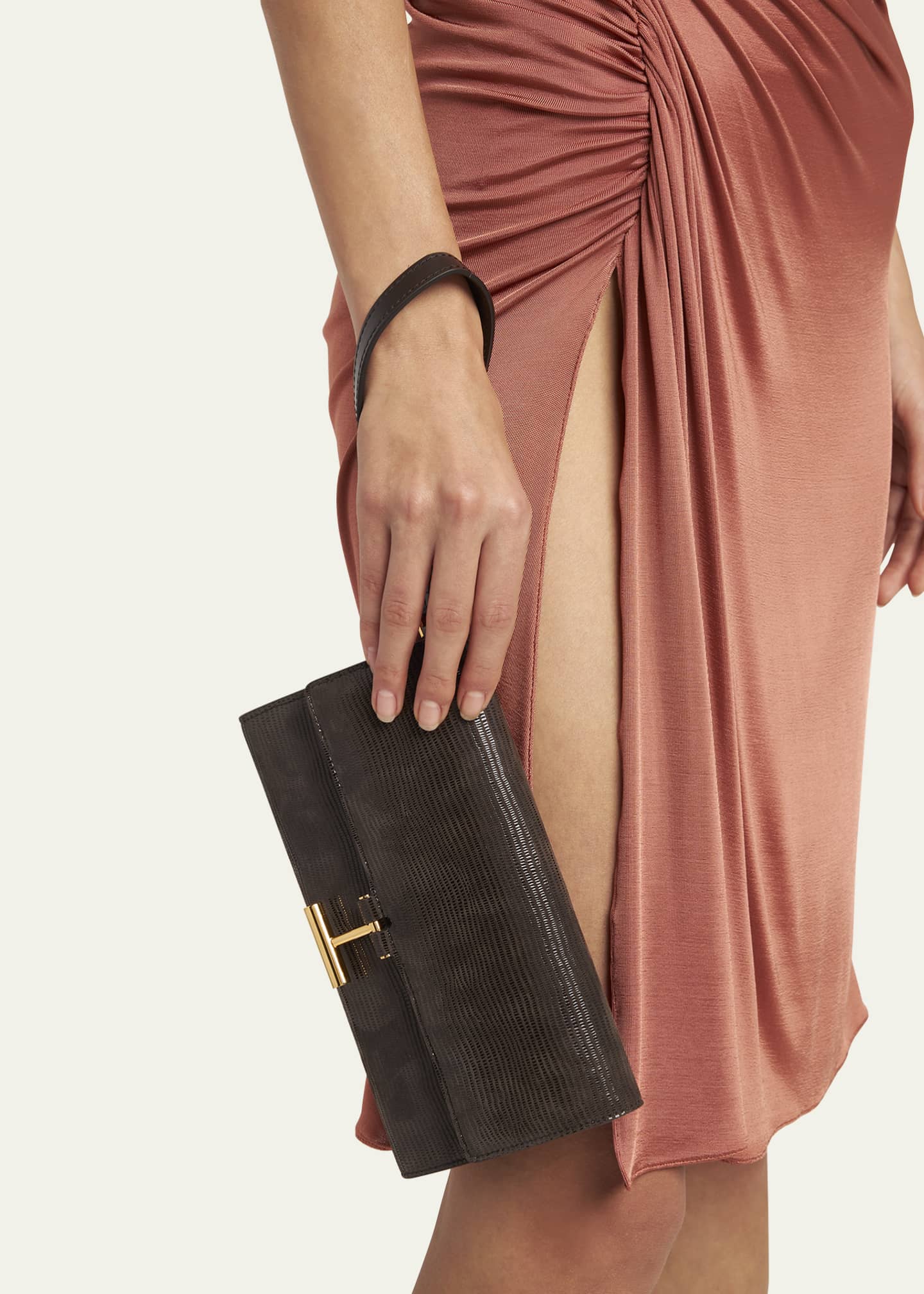TOM FORD Tara Pouch Wristlet in Lizard-Embossed Leather Image 2 of 6