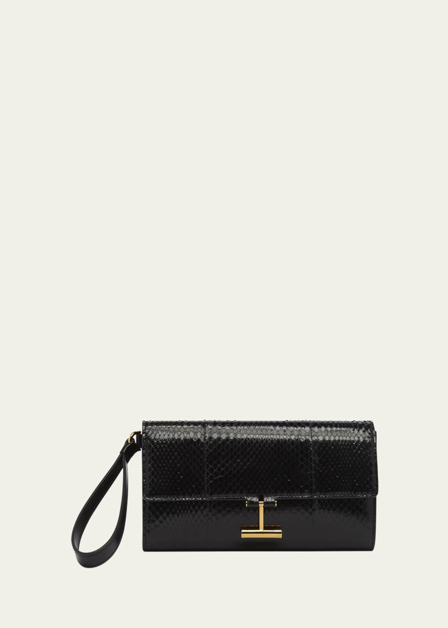 TOM FORD Tara Pouch Wristlet in Snake-Embossed Leather Image 1 of 6