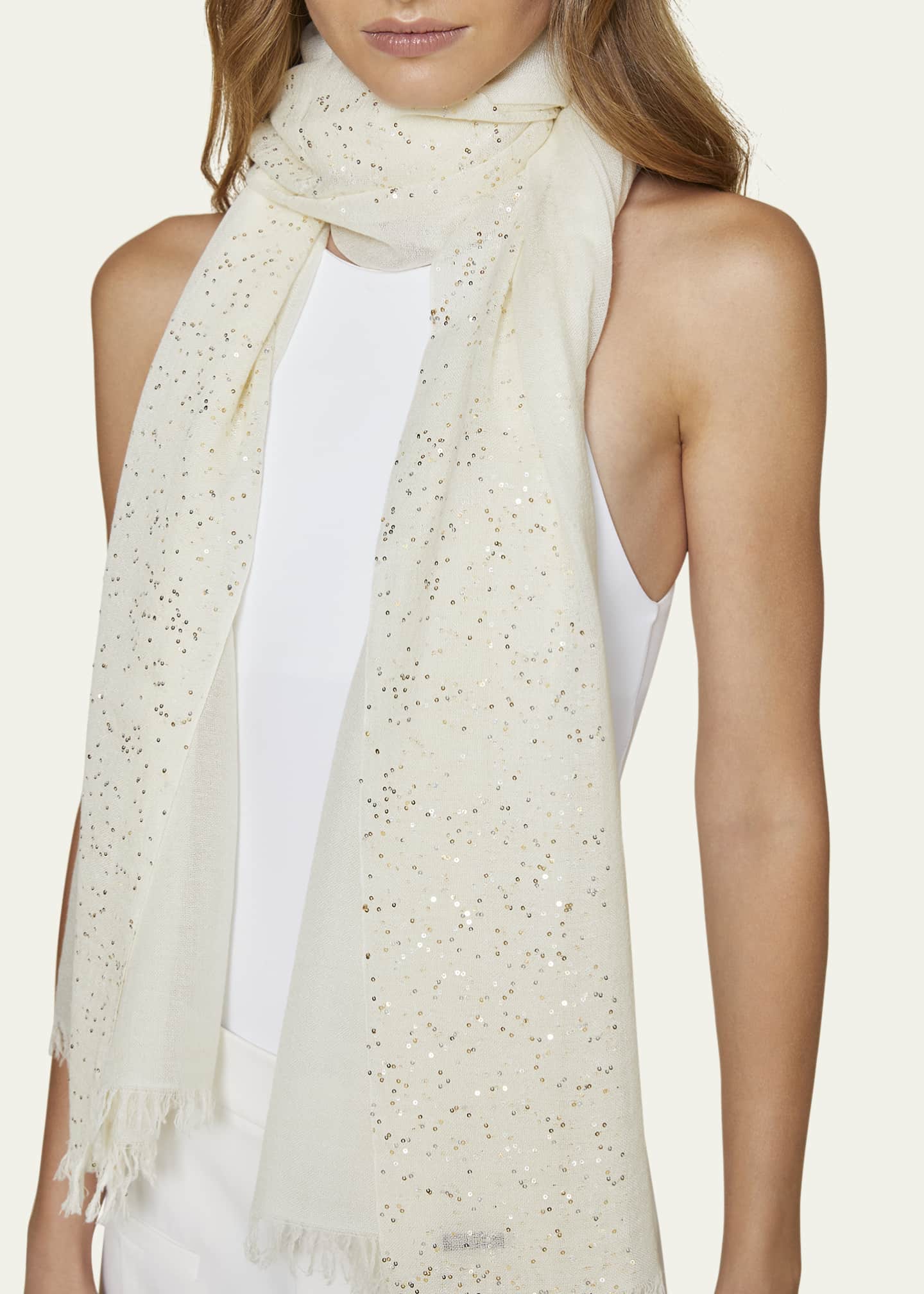 Faliero Sarti New Dalia Sequin Virgin Wool-Blend Scarf Image 2 of 3