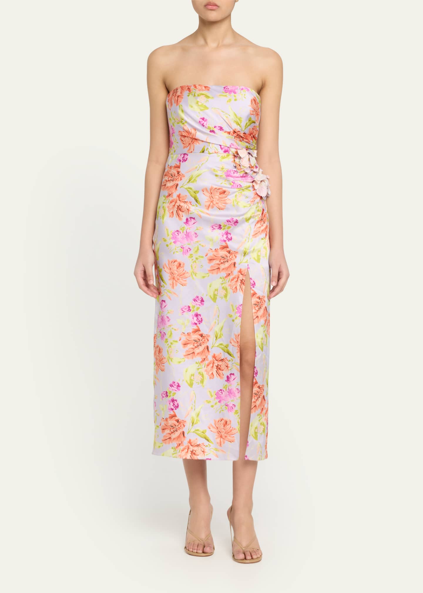 Cinq a Sept Denali Strapless Midnight Tulips Dress Image 2 of 5