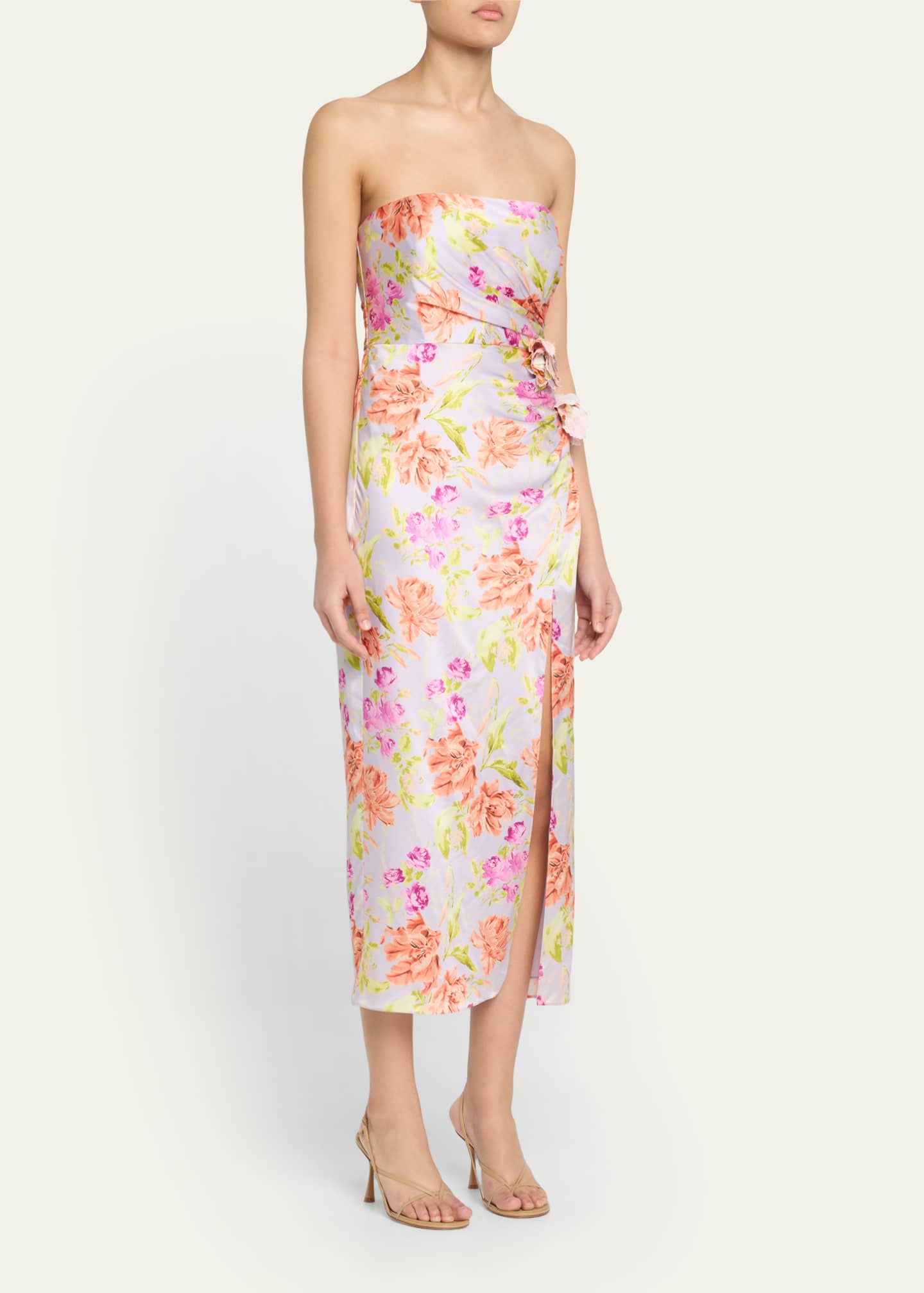 Cinq a Sept Denali Strapless Midnight Tulips Dress Image 4 of 5