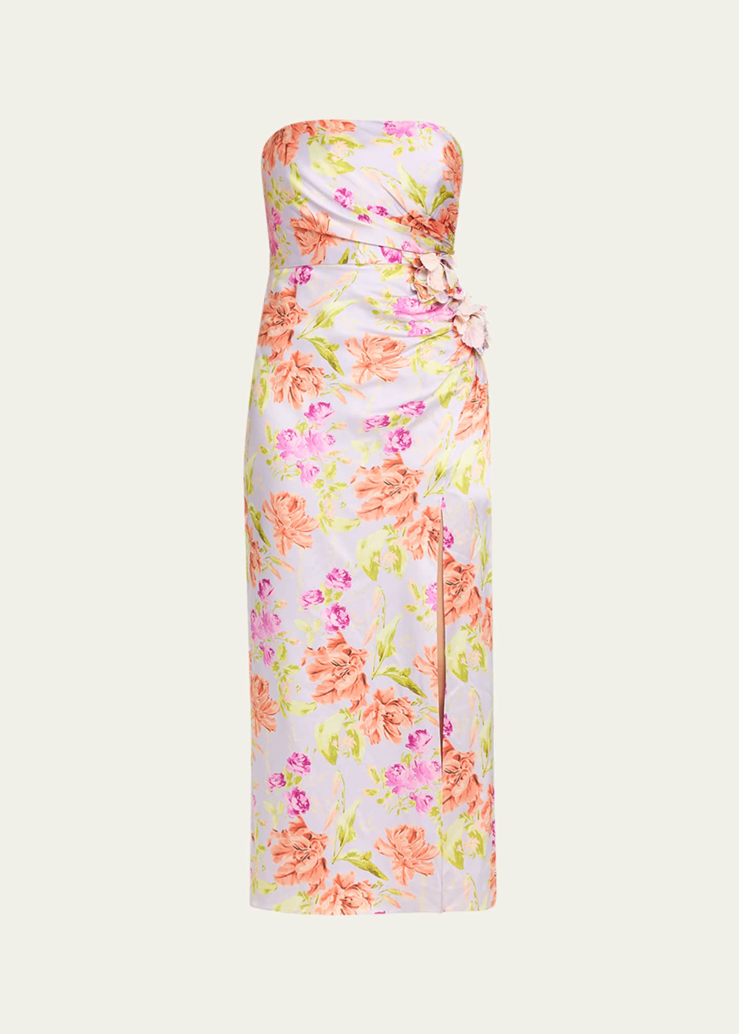 Cinq a Sept Denali Strapless Midnight Tulips Dress Image 1 of 5