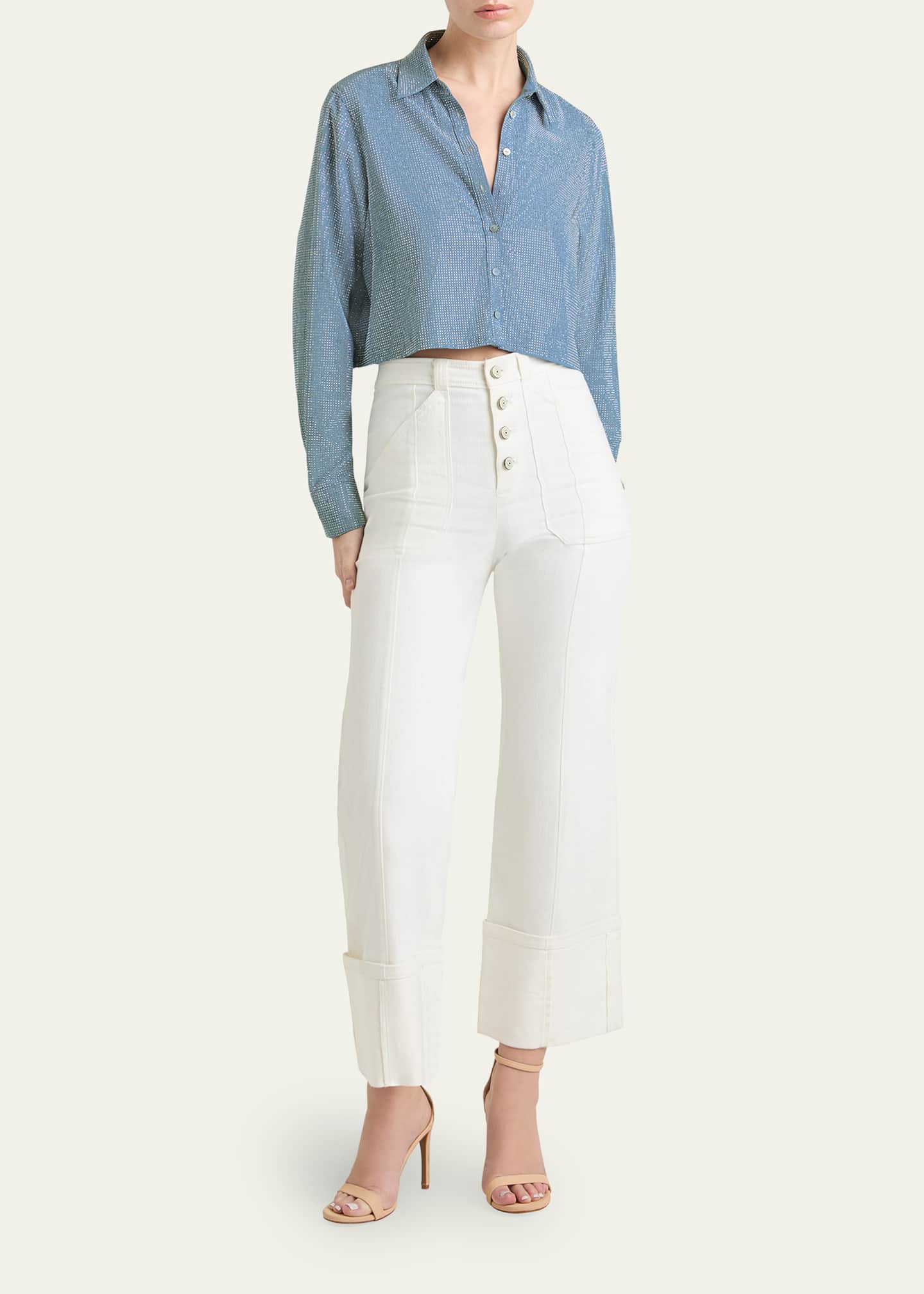 Cinq a Sept Patricia Embellished Chambray Shirt Image 2 of 3