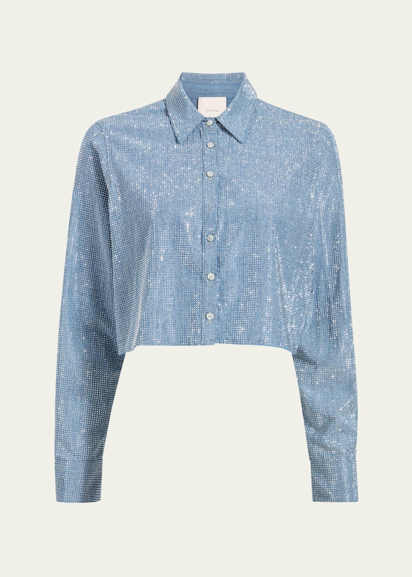 Cinq a Sept Patricia Embellished Chambray Shirt Image 1 of 3