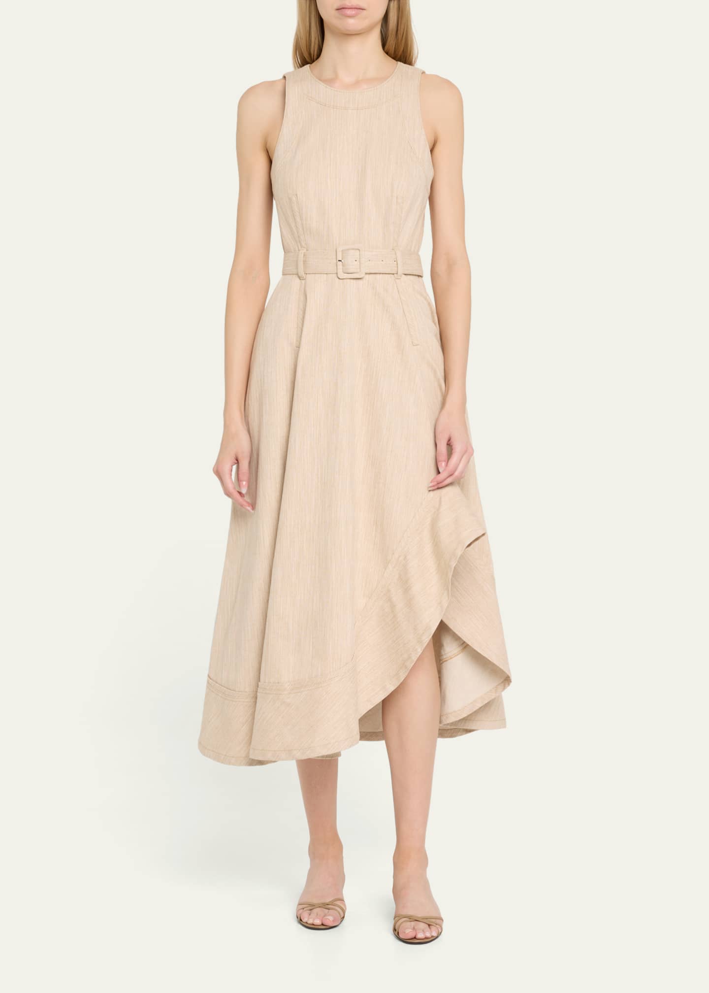 Cinq a Sept Zelda Belted Melange Midi Dress Image 2 of 5