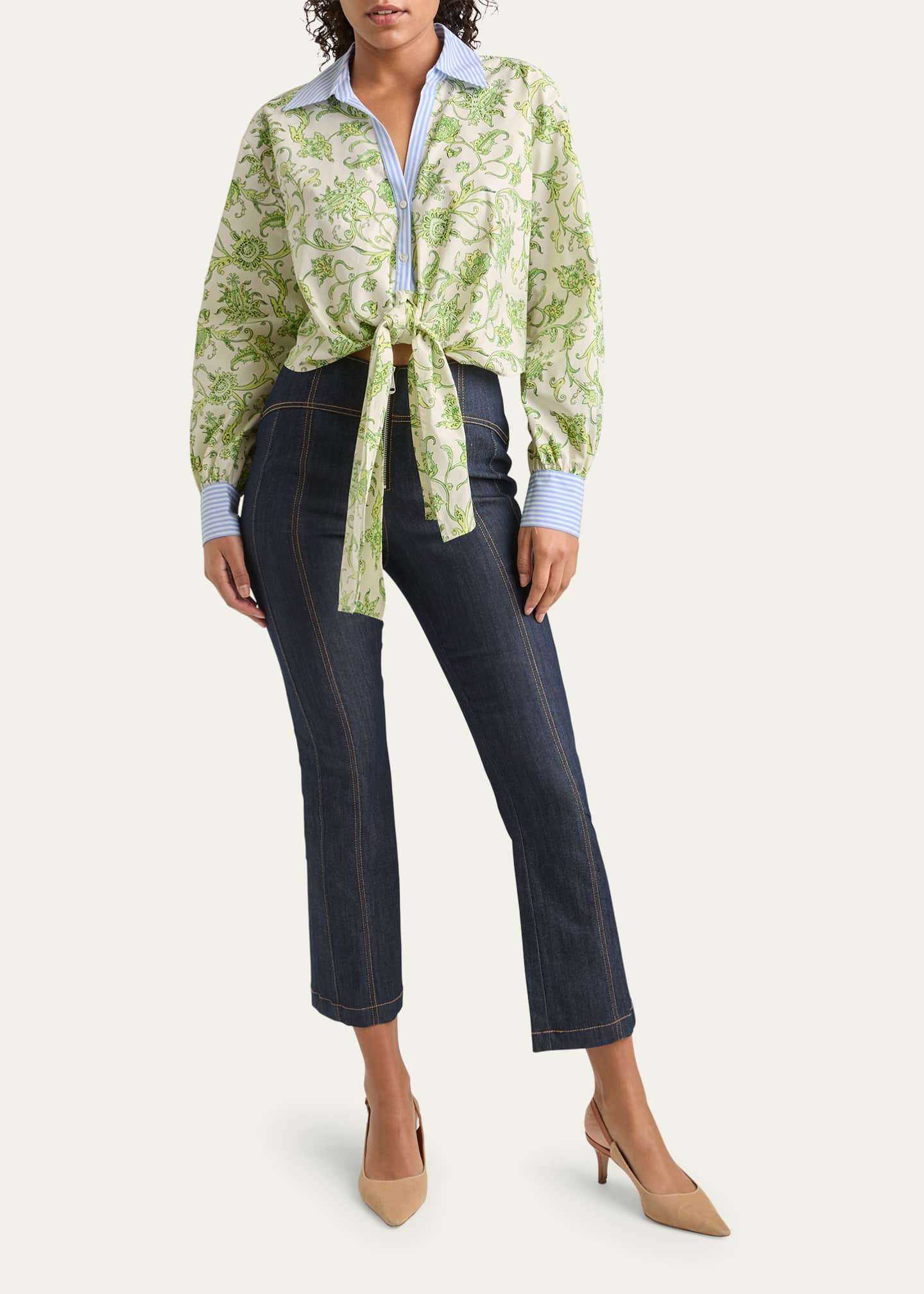 Cinq a Sept Mariana Long-Sleeve Ivy Paisley Top Image 2 of 3