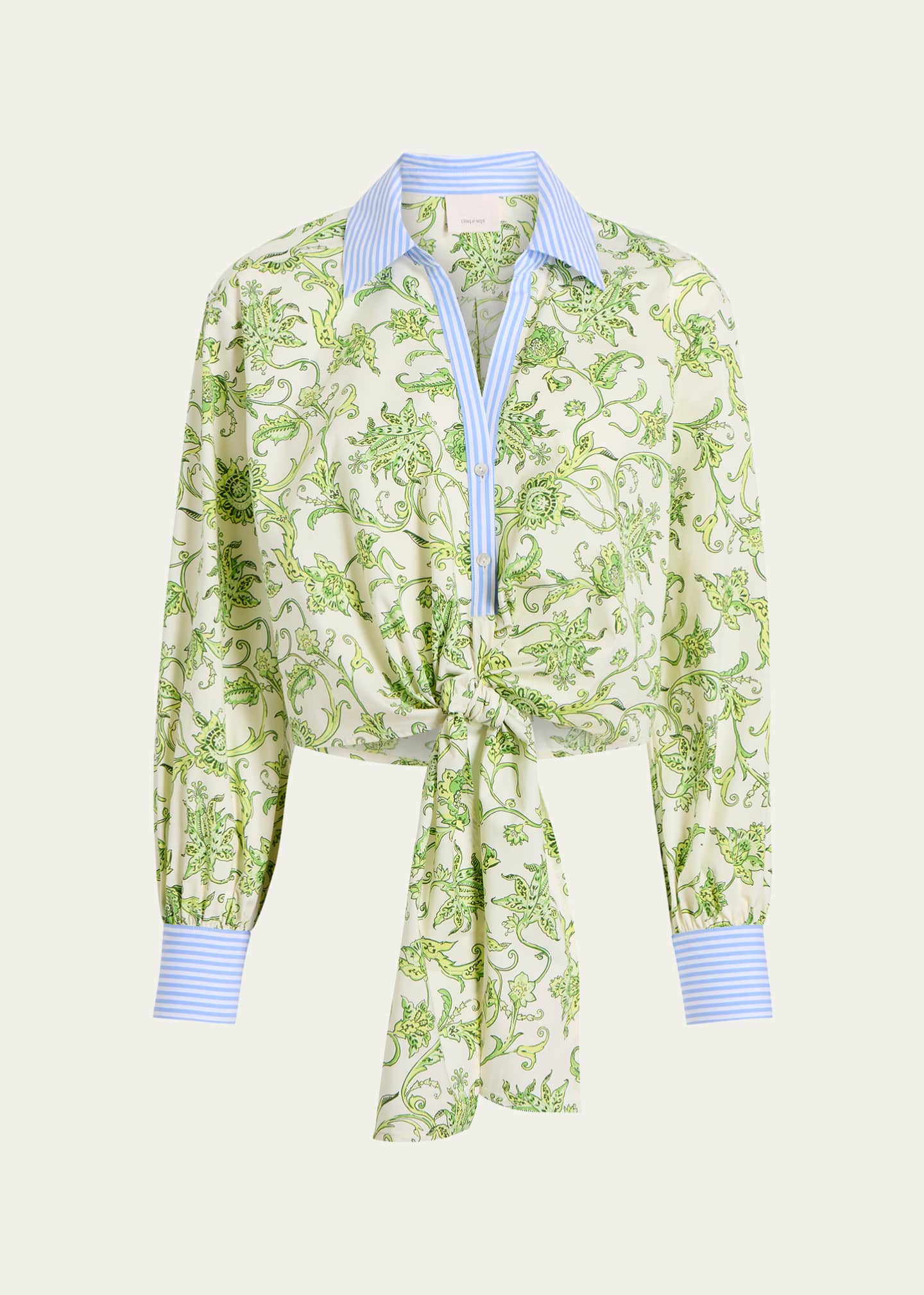 Cinq a Sept Mariana Long-Sleeve Ivy Paisley Top Image 1 of 3