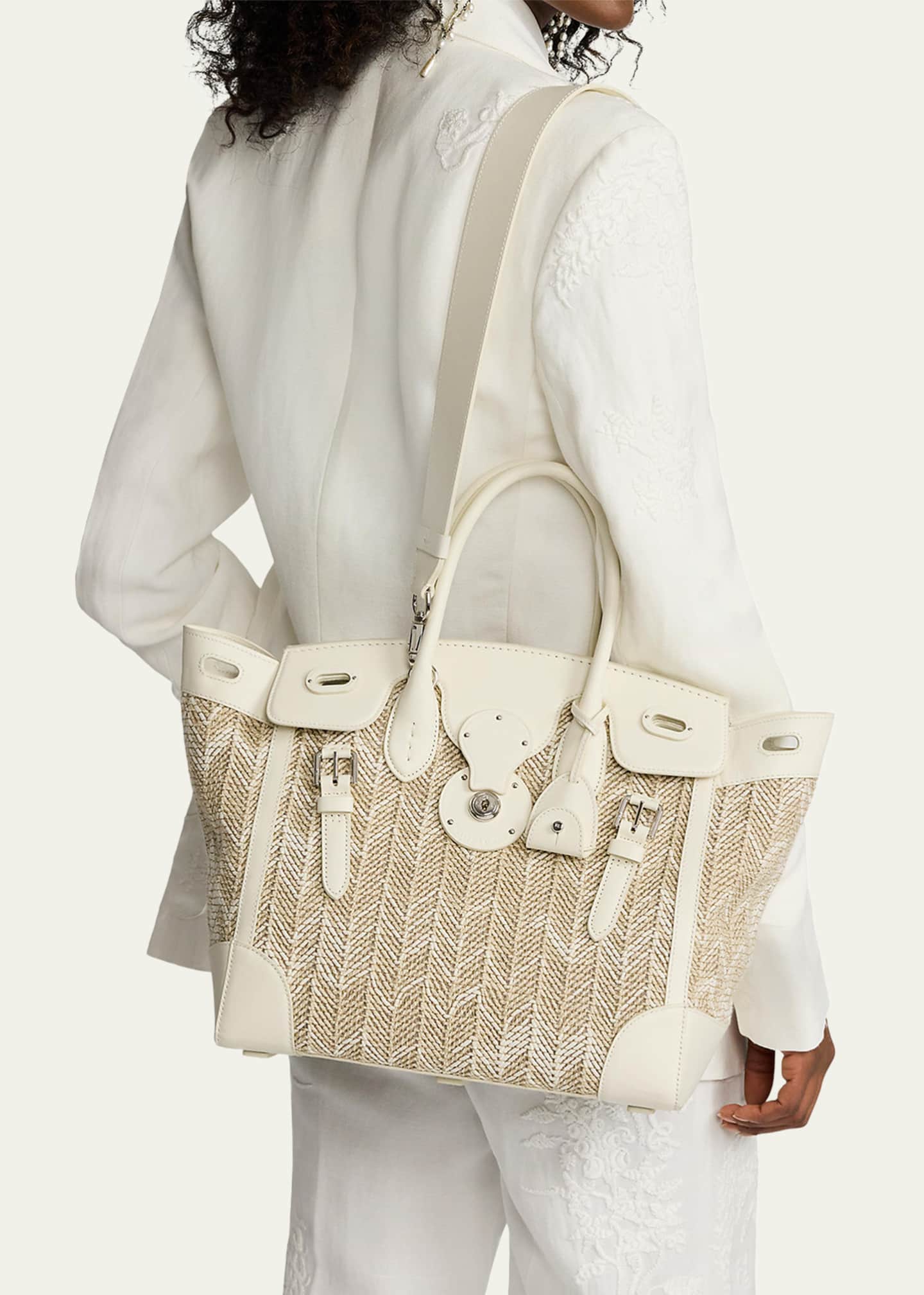 Ralph Lauren Collection Ricky 33 Herringbone Woven Tote Bag Image 2 of 6