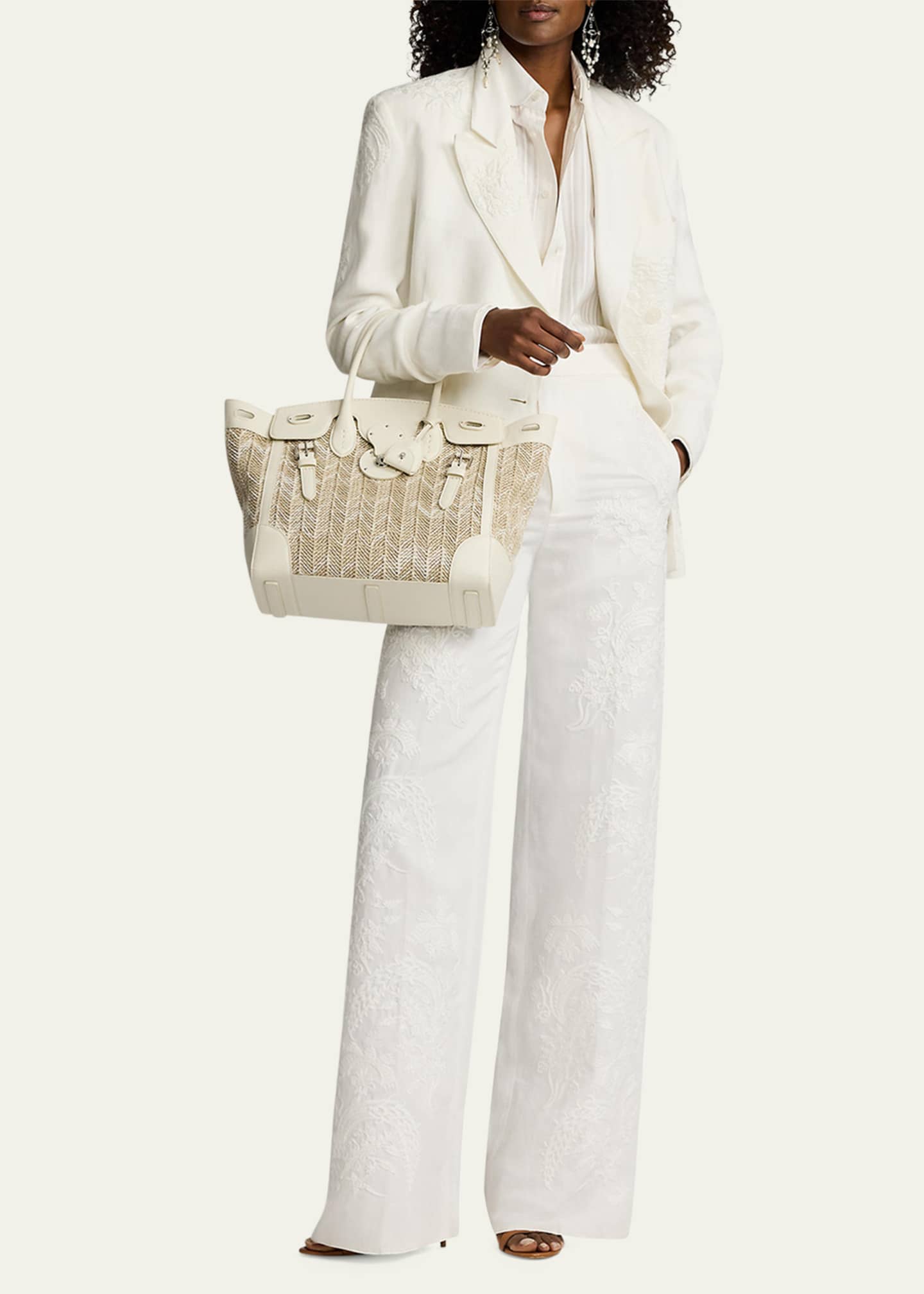 Ralph Lauren Collection Ricky 33 Herringbone Woven Tote Bag Image 5 of 6