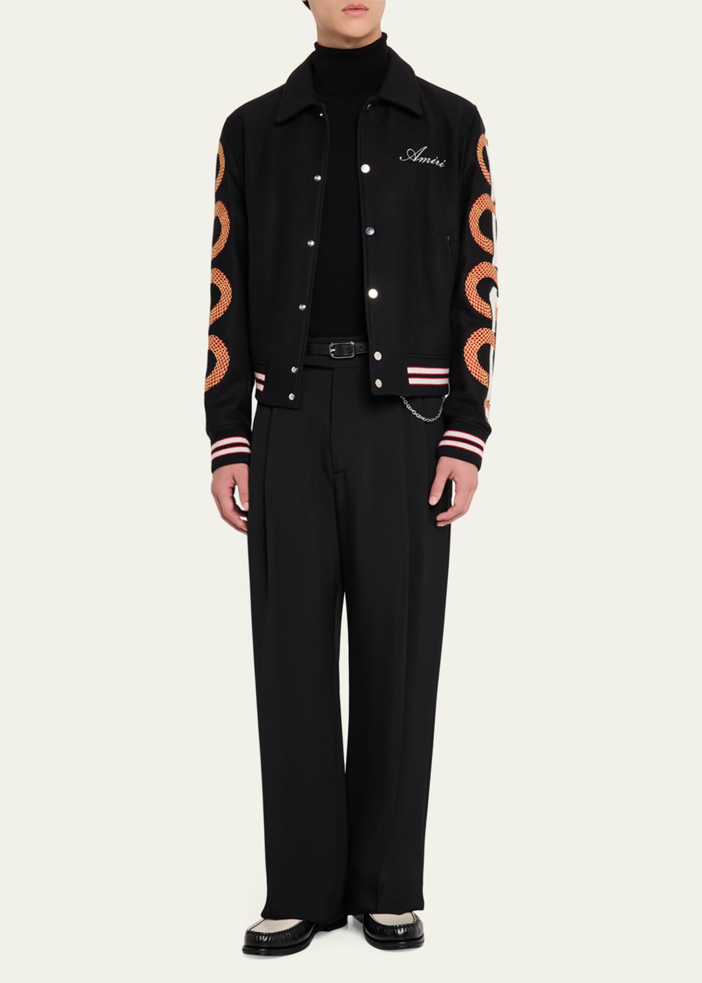 Amiri Men's Two-Tone Leather MA Chain Bit Loafers Image 3 of 6