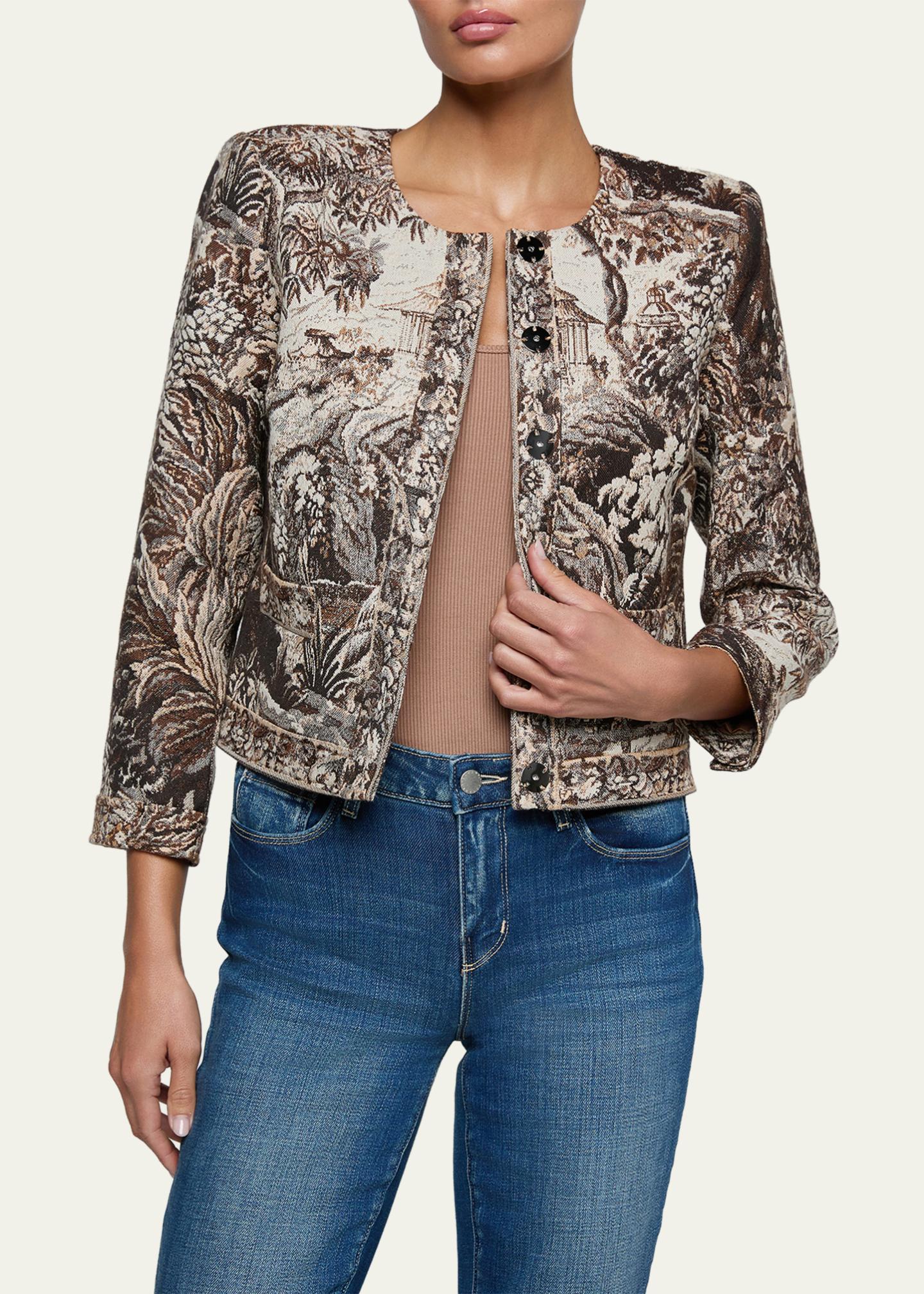L'AGENCE Lian Collarless Tapestry Jacquard Jacket - Bergdorf Goodman