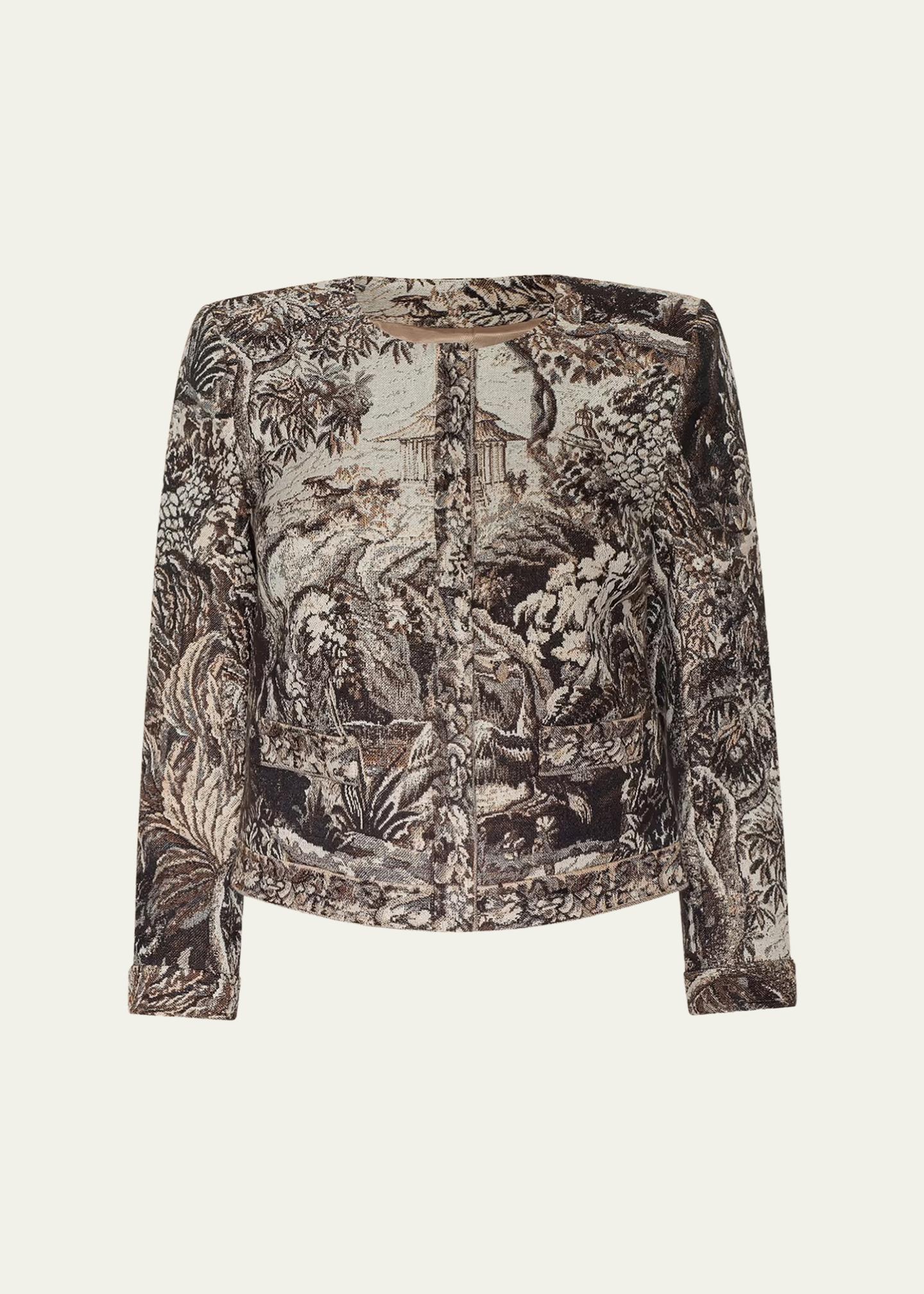 L'AGENCE Lian Collarless Tapestry Jacquard Jacket - Bergdorf Goodman
