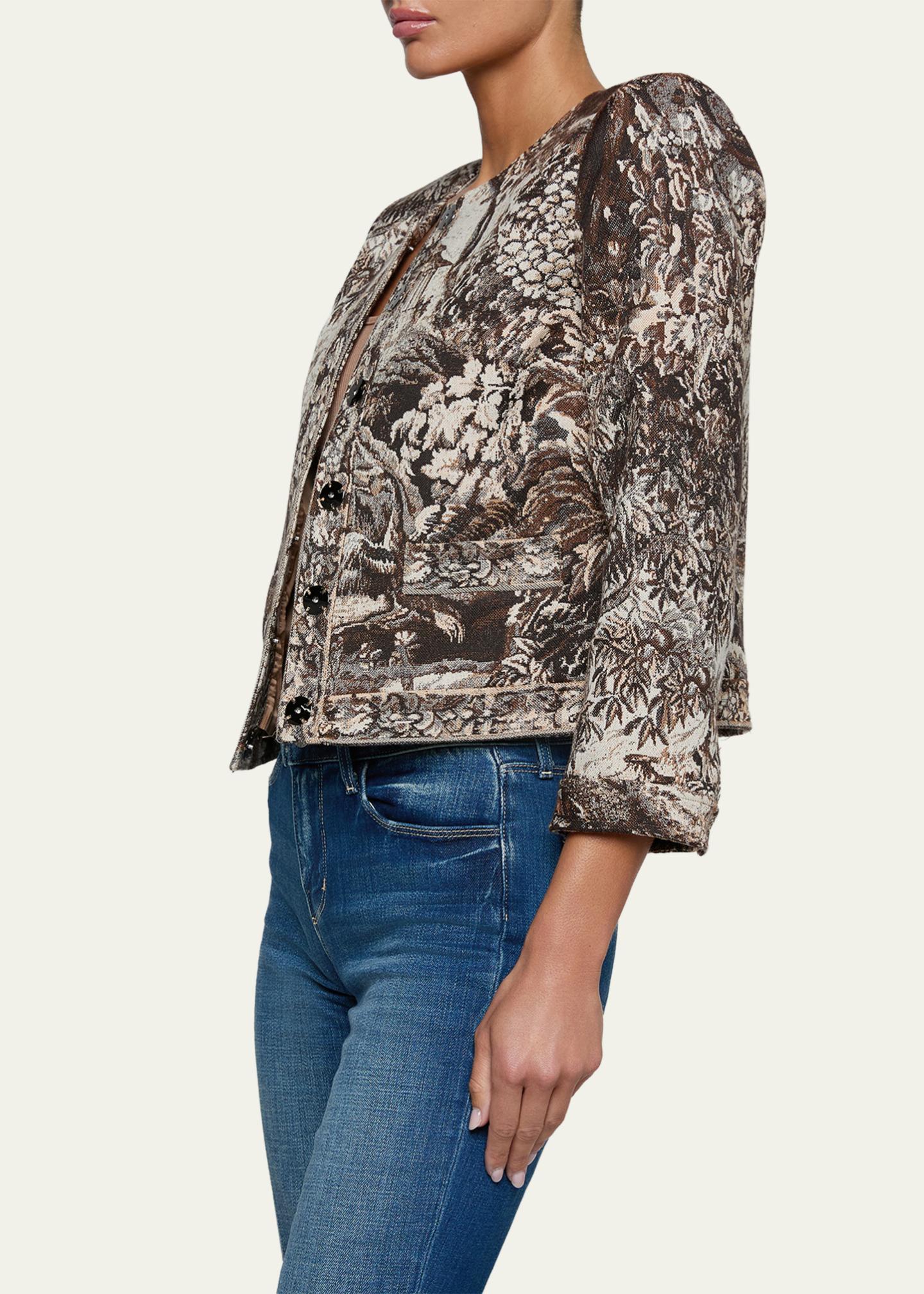 L'AGENCE Lian Collarless Tapestry Jacquard Jacket - Bergdorf Goodman