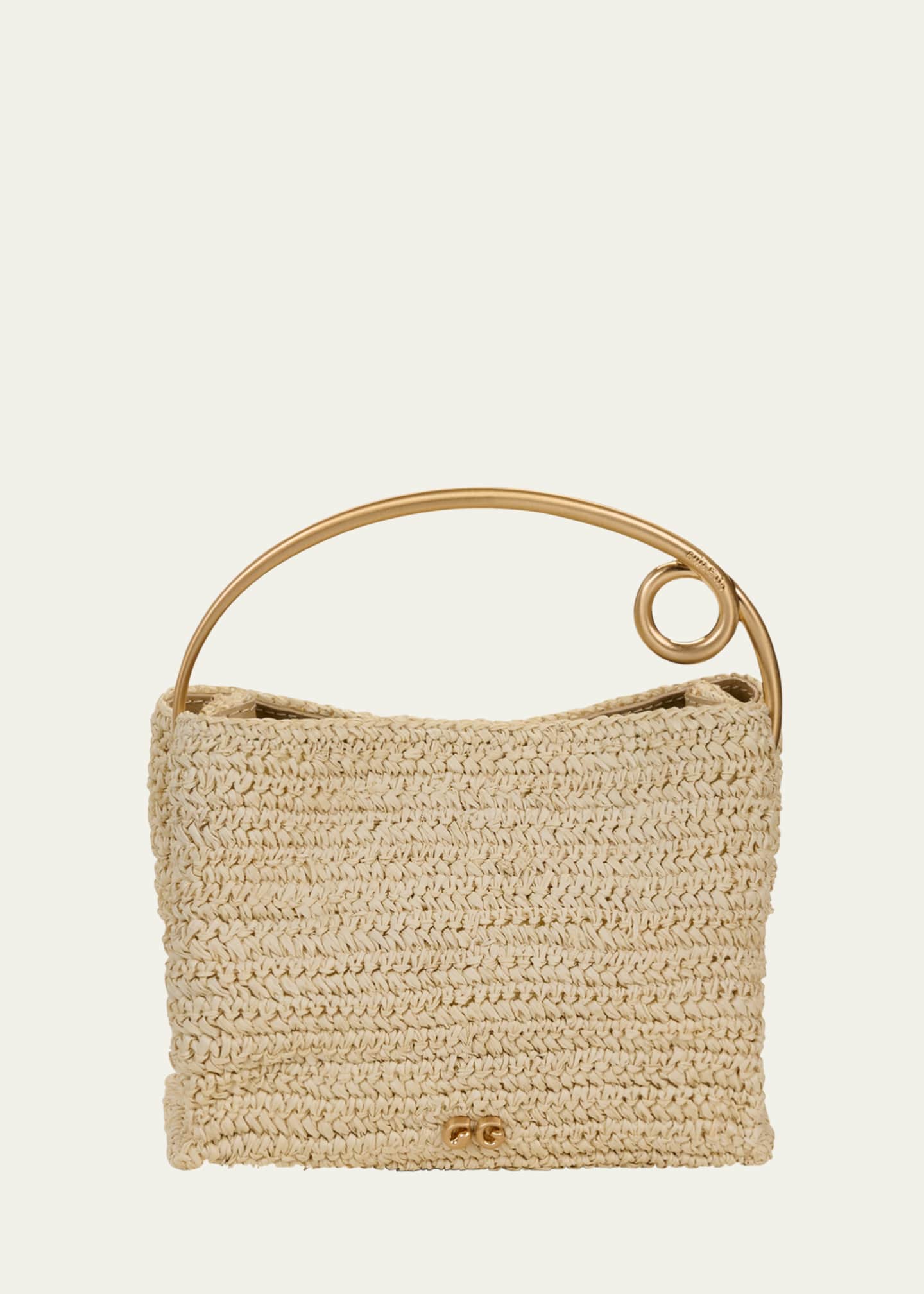 Cult Gaia Lalli Metal Raffia Top-Handle Bag