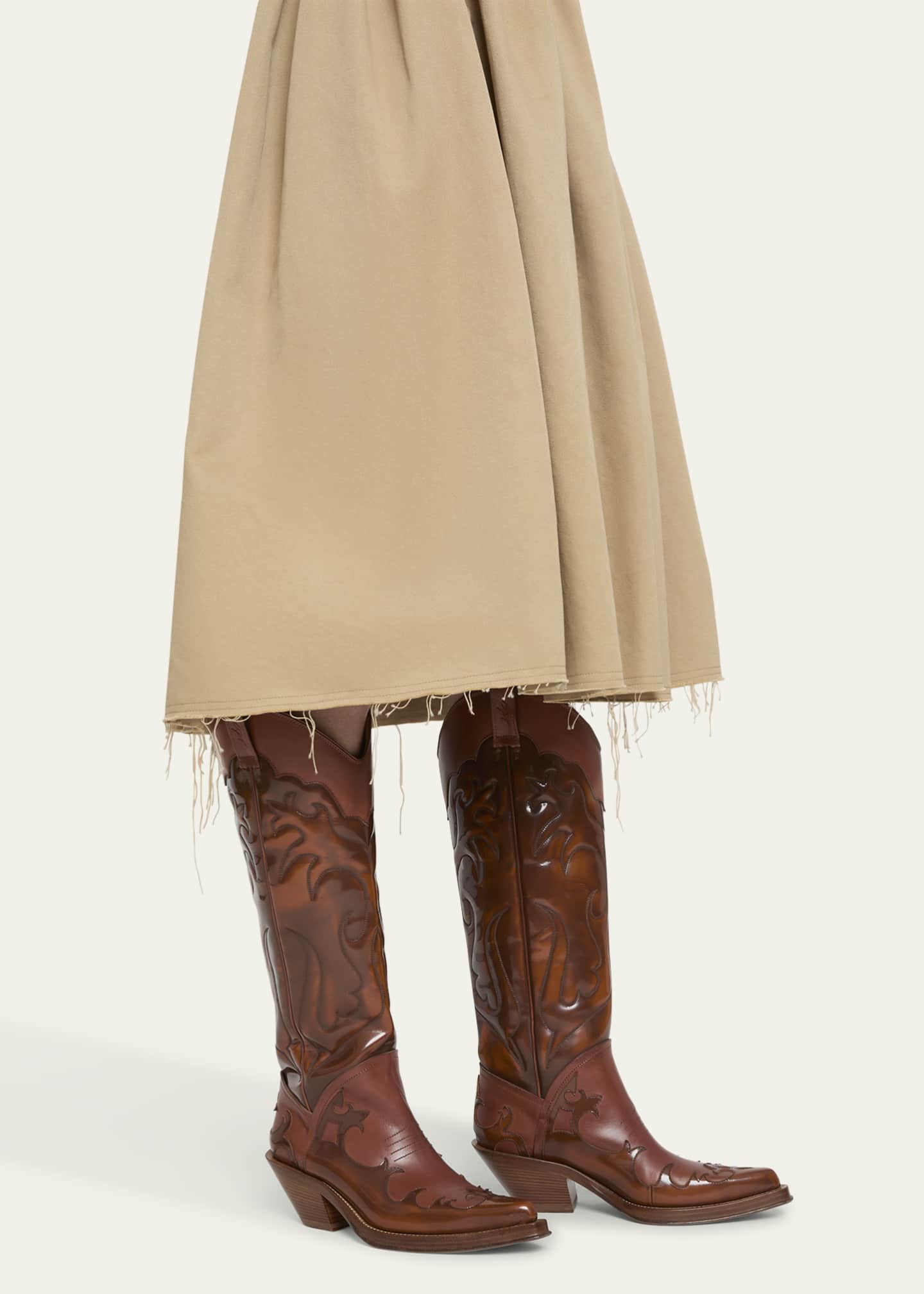 Gabriela Hearst Capitana Tall Bicolor Leather Cowboy Boots Image 2 of 6