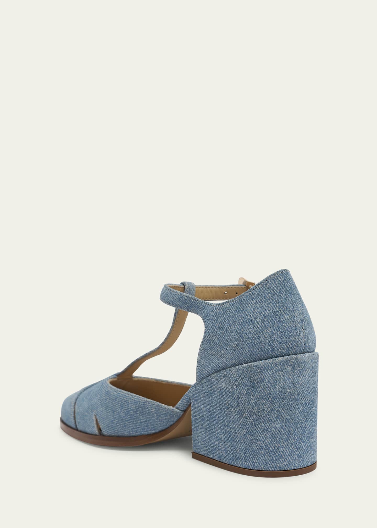Gabriela Hearst Evita Denim T-Strap Pumps Image 2 of 4