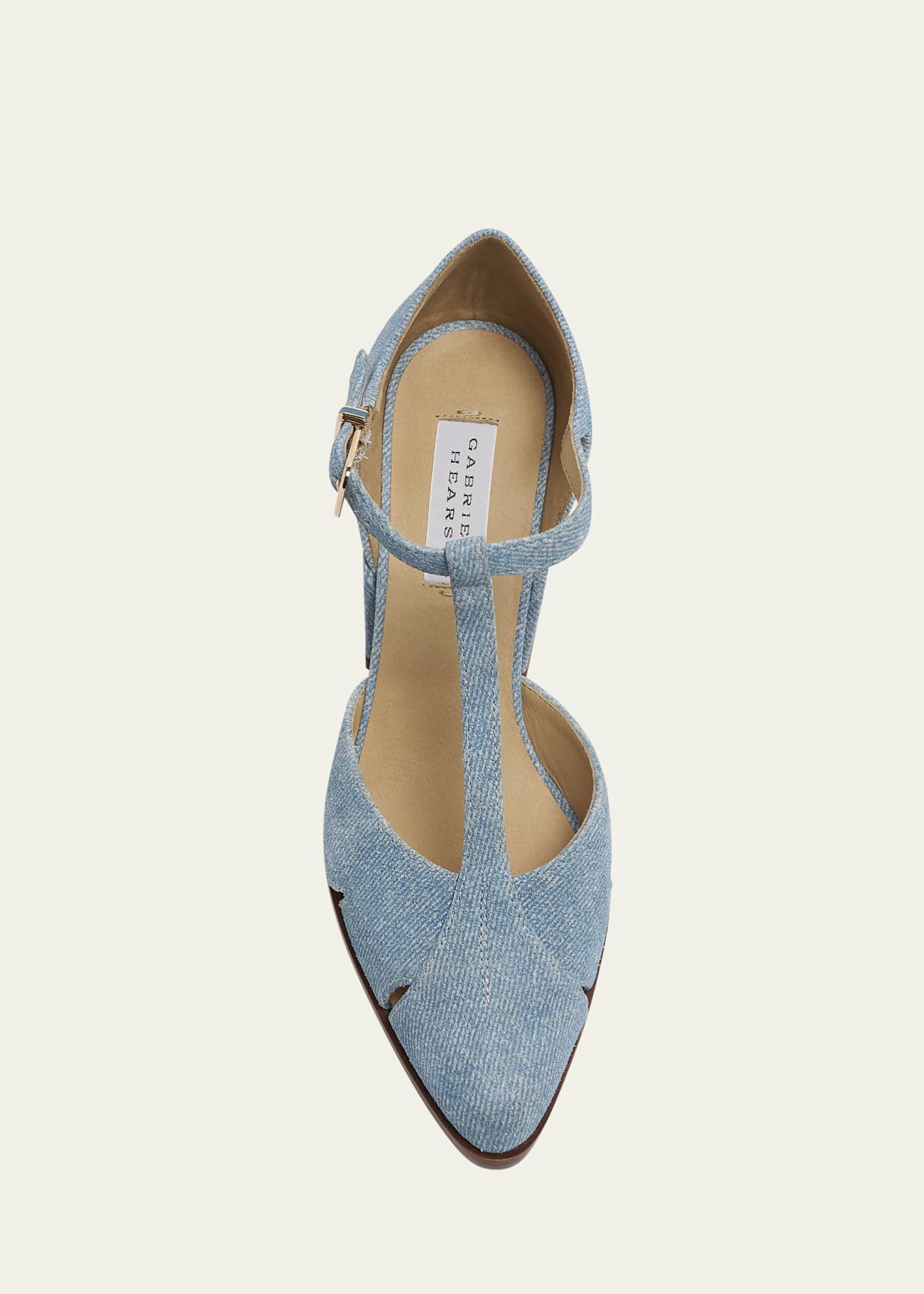 Gabriela Hearst Evita Denim T-Strap Pumps Image 4 of 4