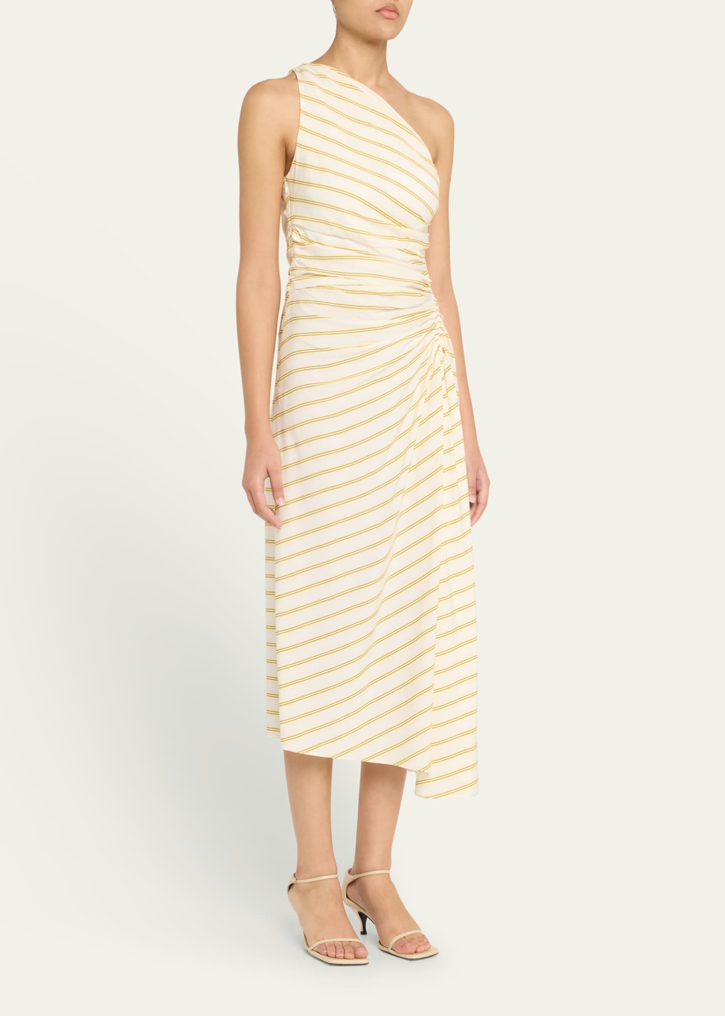 A.L.C. Carolyn Striped One-Shoulder Midi Dress Image 4 of 5