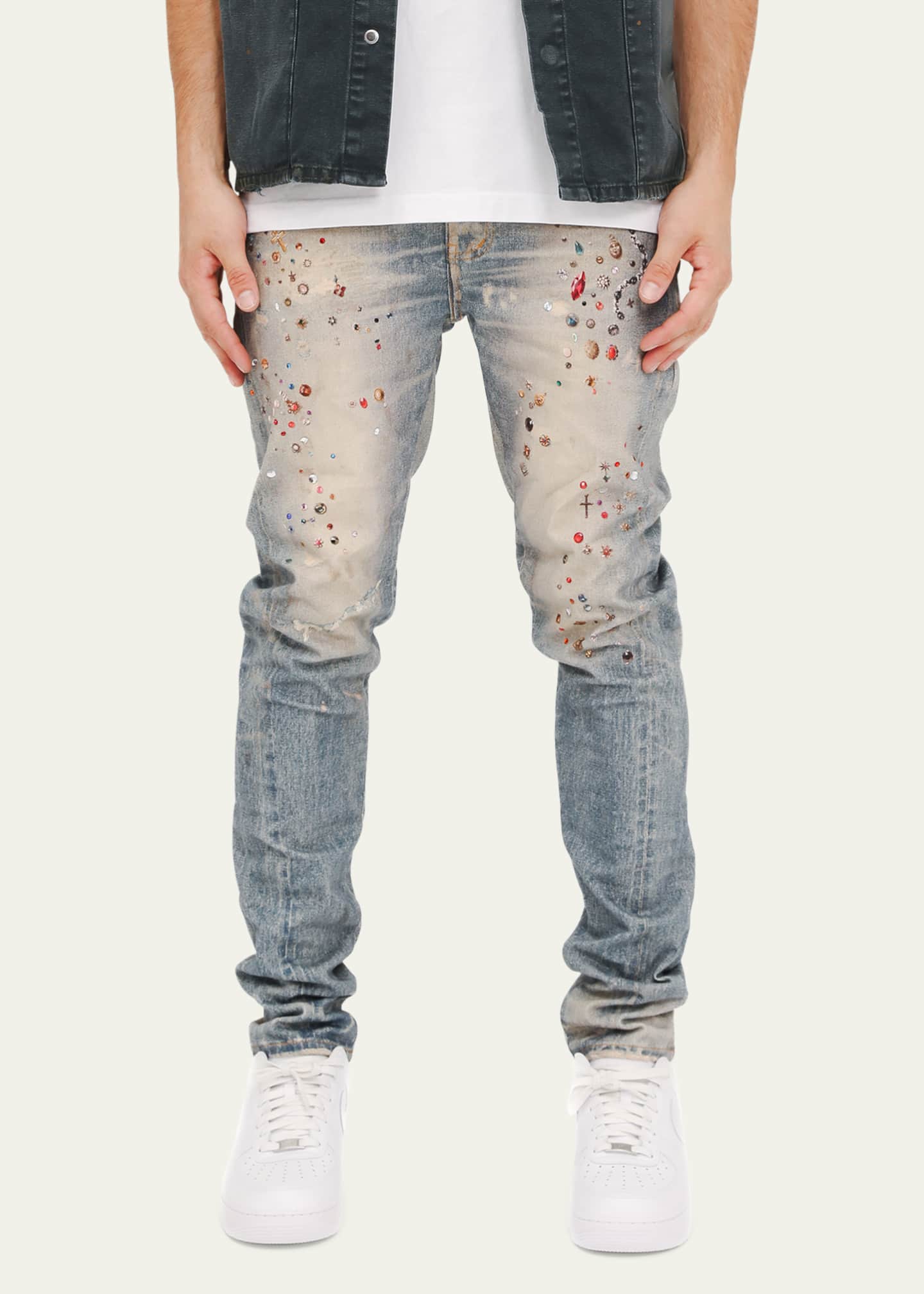 PURPLE Men's Cyanine Jewel Skinny Jeans Image 3 of 3