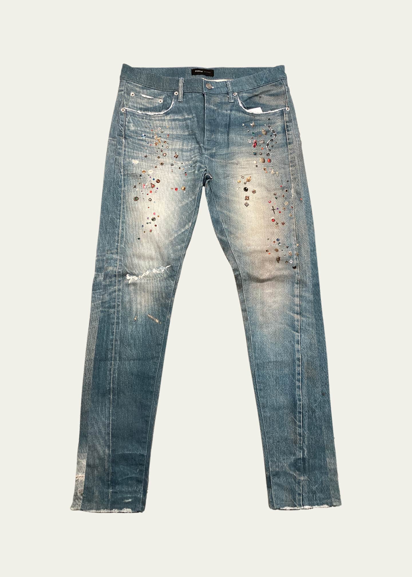PURPLE Men's Cyanine Jewel Skinny Jeans Image 1 of 3