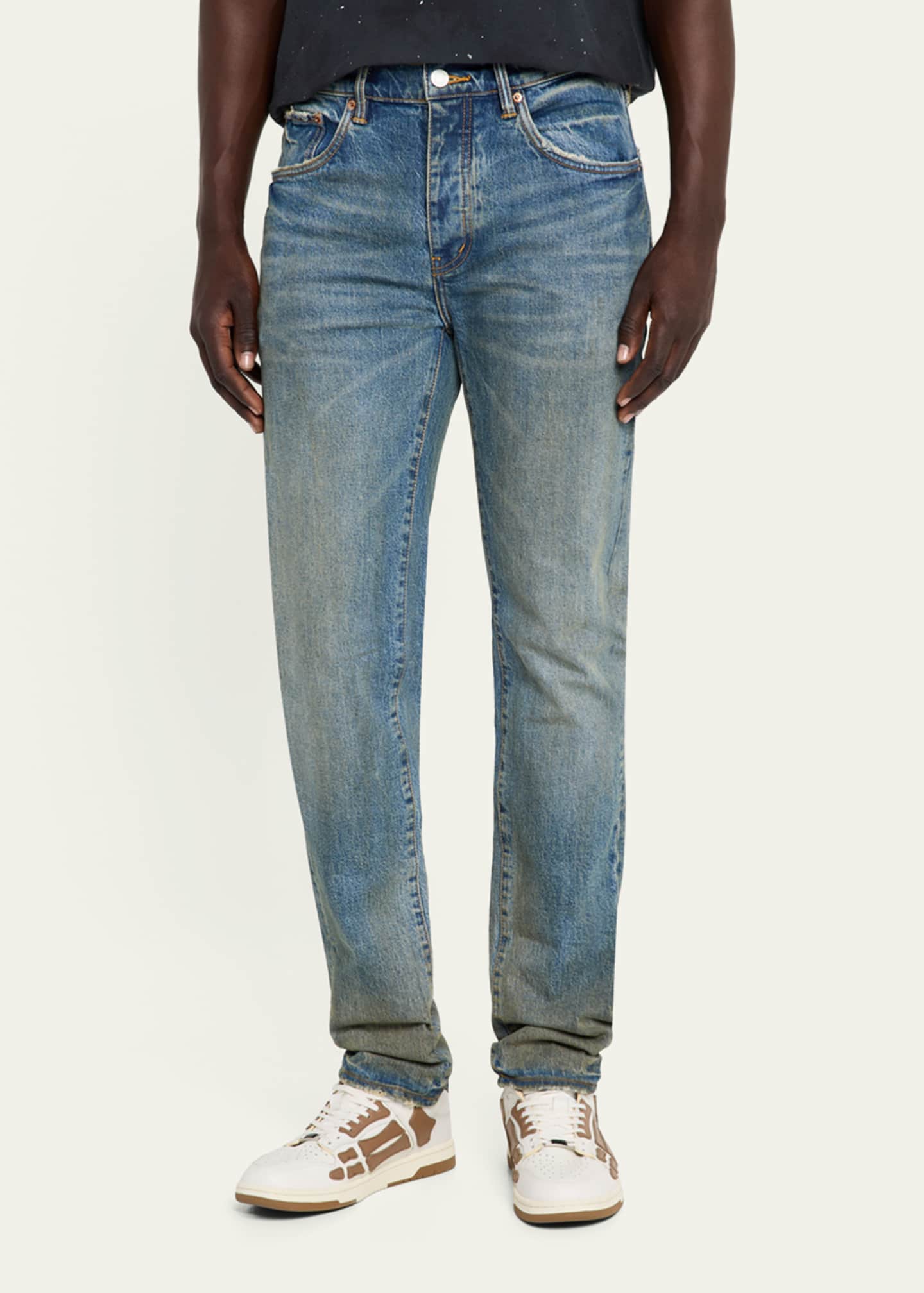 PURPLE Men's P001 Cracked Bronze Skinny Jeans Image 4 of 5