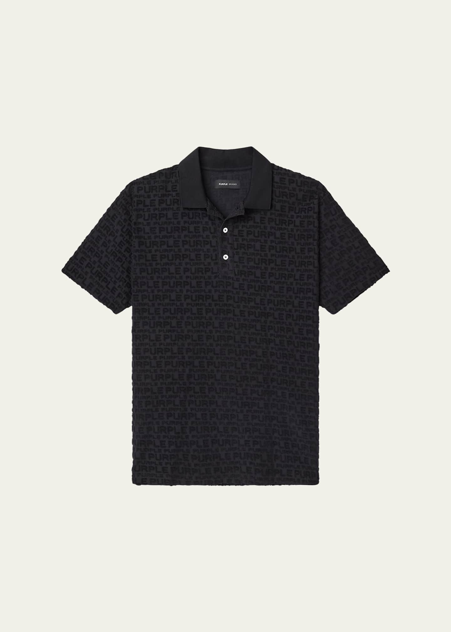 PURPLE Men's Terry Towel Polo Shirt Image 1 of 3