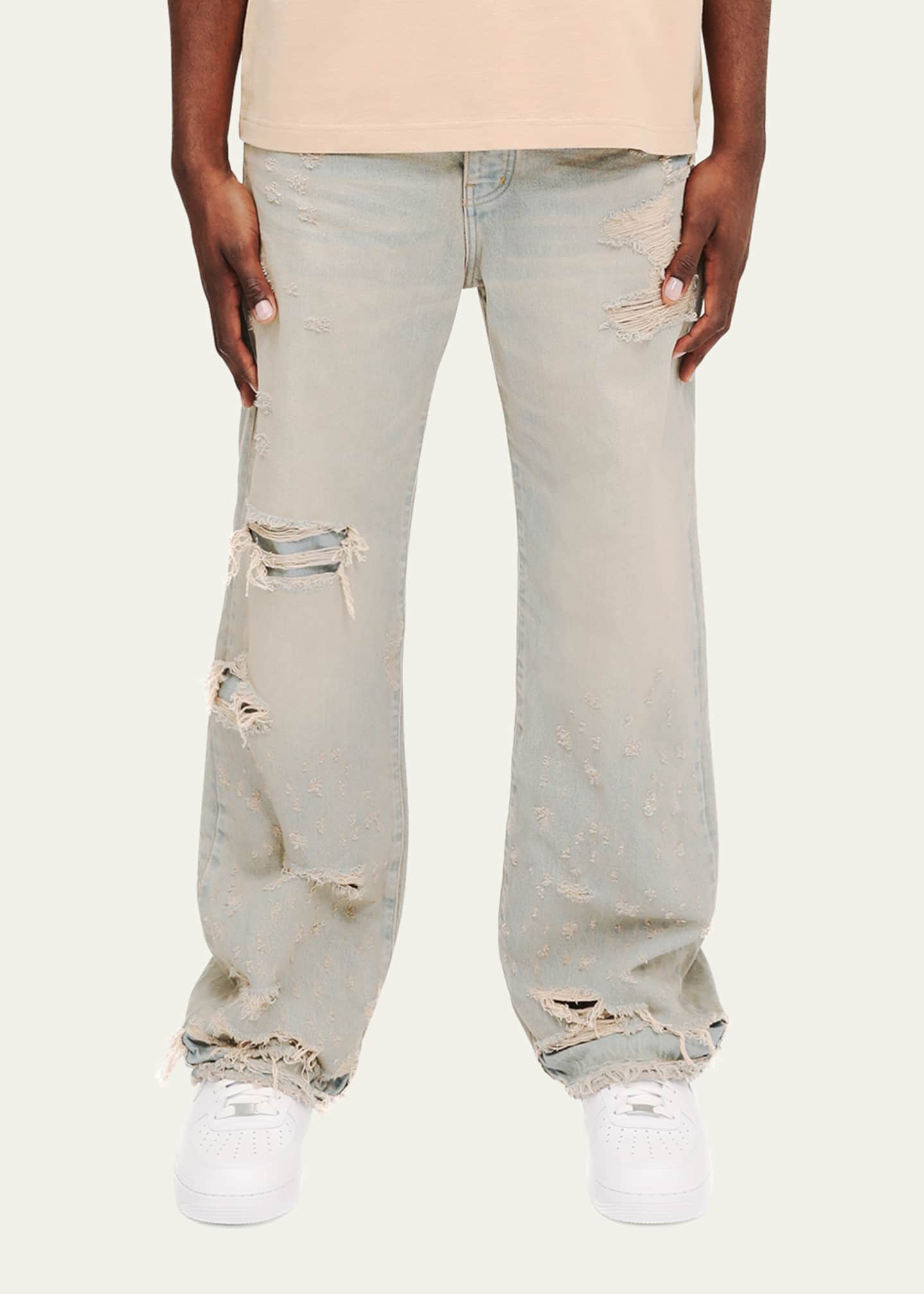 PURPLE Men's P018 Verditer Destroyed Jeans Image 3 of 3