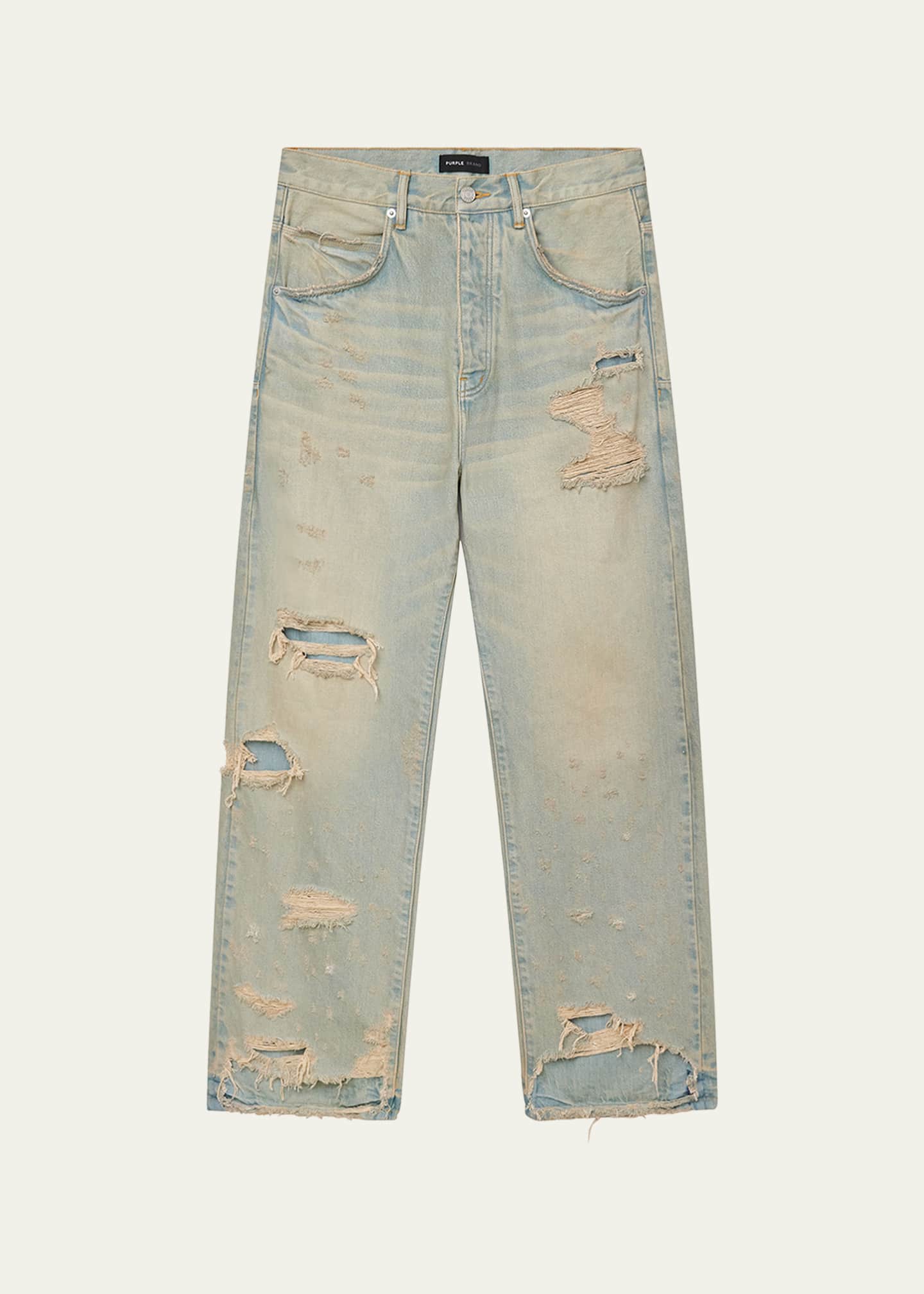 PURPLE Men's P018 Verditer Destroyed Jeans Image 1 of 3