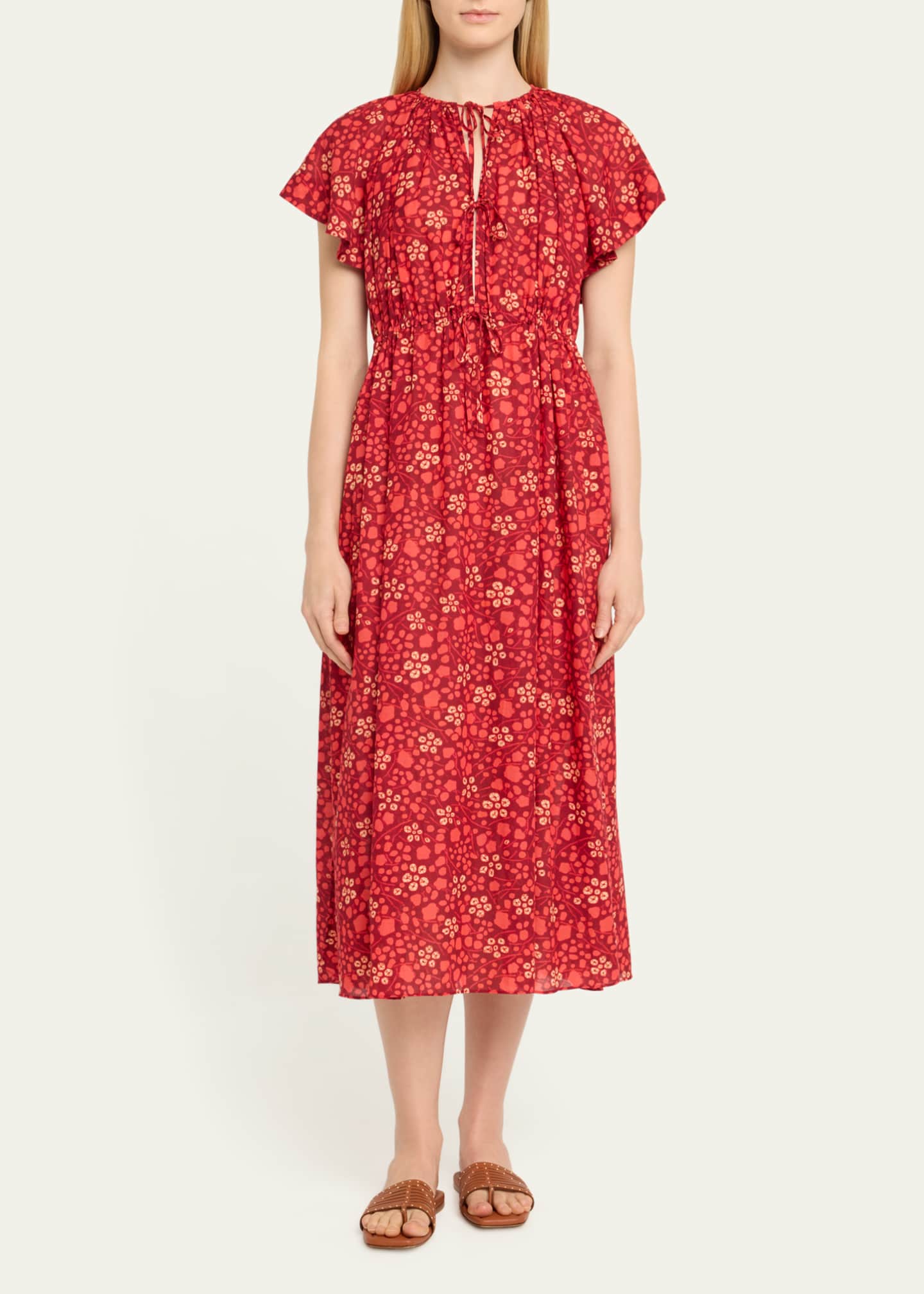 Ulla Johnson Mikaela Flutter-Sleeve Midi Dress Image 2 of 5