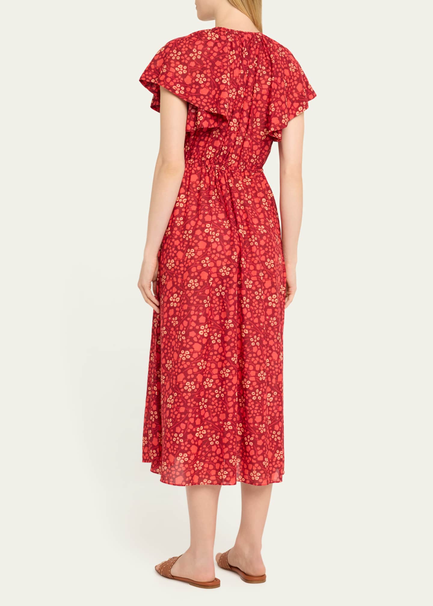 Ulla Johnson Mikaela Flutter-Sleeve Midi Dress Image 3 of 5