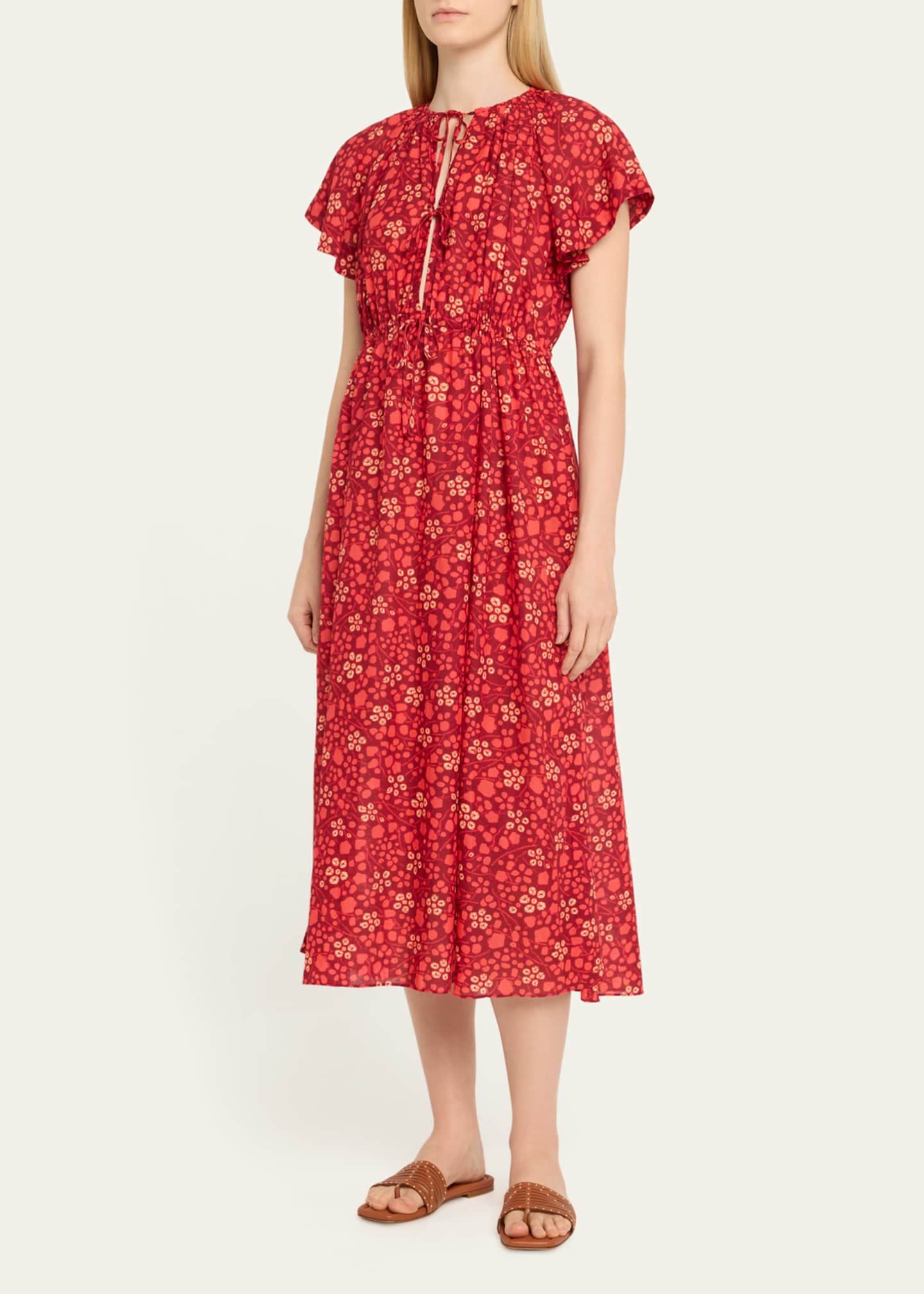 Ulla Johnson Mikaela Flutter-Sleeve Midi Dress Image 4 of 5