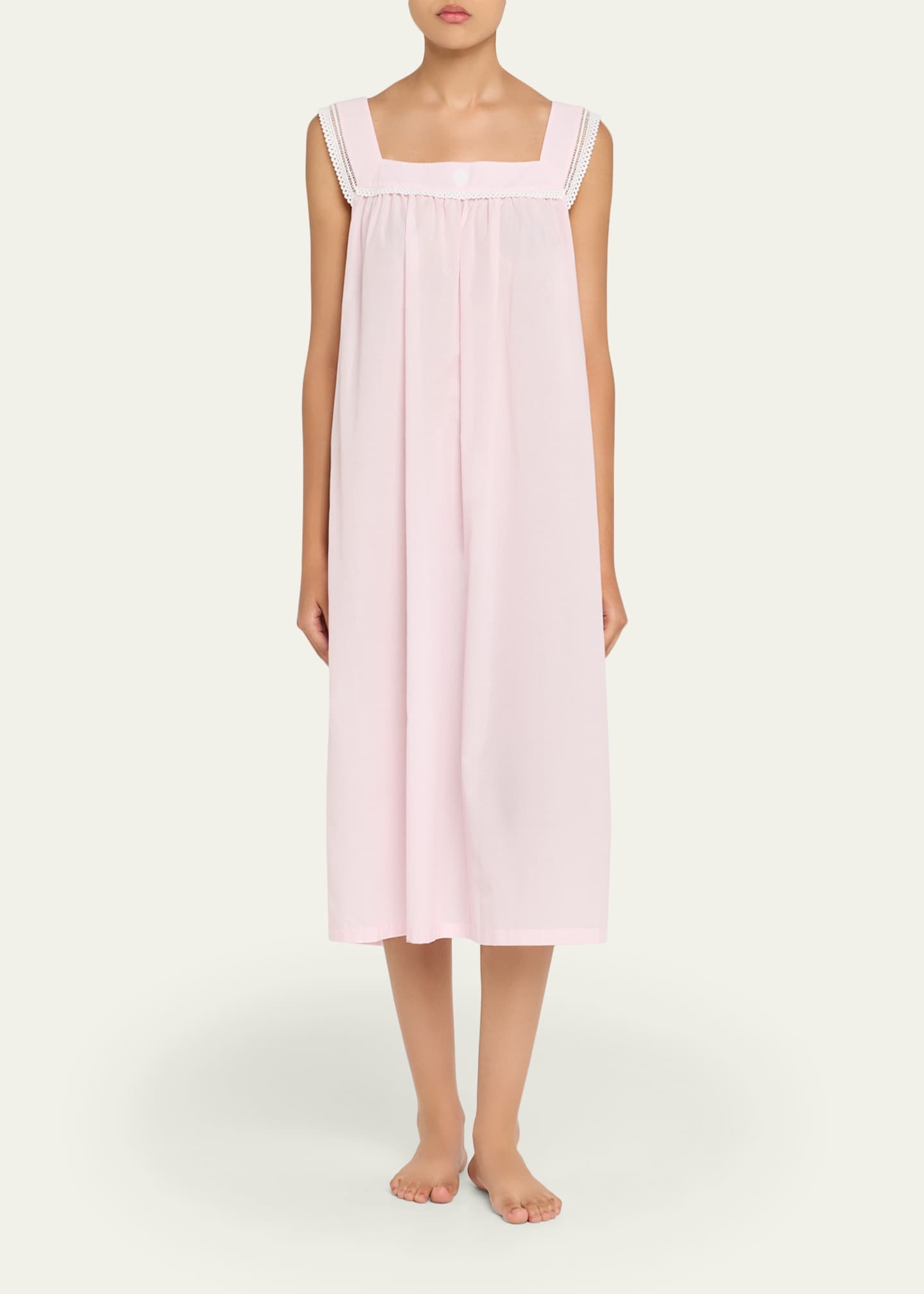 Celestine Emilia 1 Lace-Trim Striped Cotton Nightgown Image 2 of 5