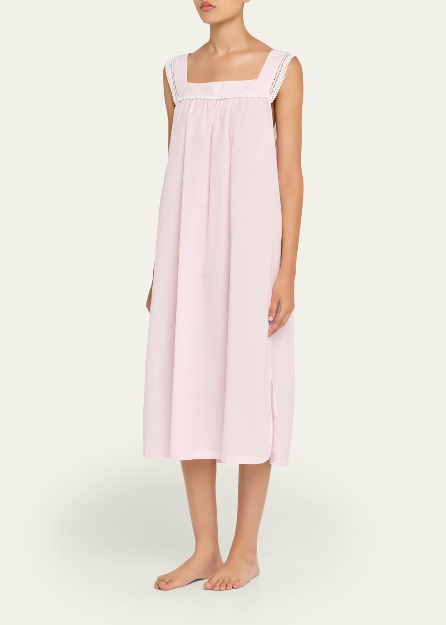 Celestine Emilia 1 Lace-Trim Striped Cotton Nightgown Image 4 of 5