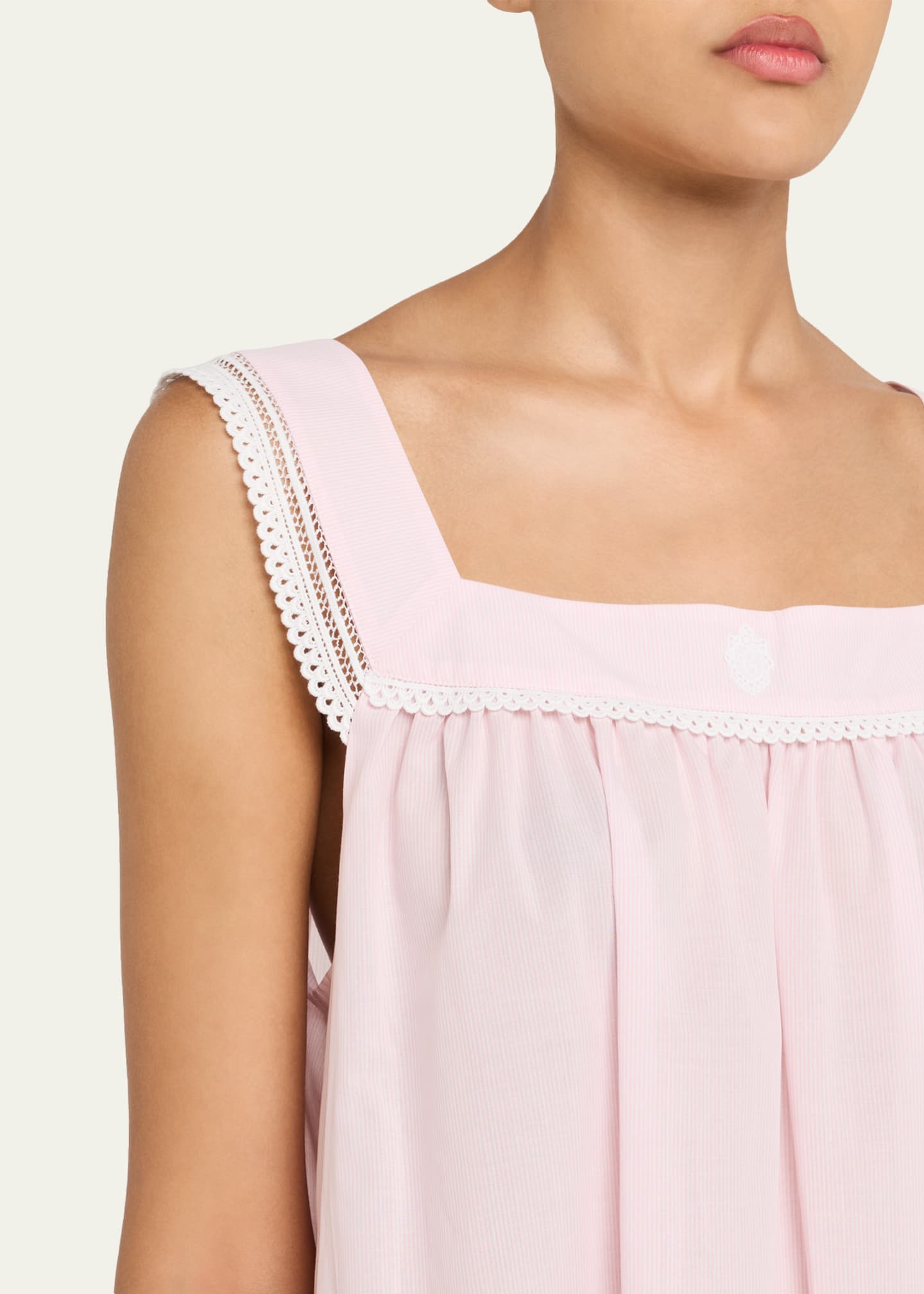 Celestine Emilia 1 Lace-Trim Striped Cotton Nightgown Image 5 of 5