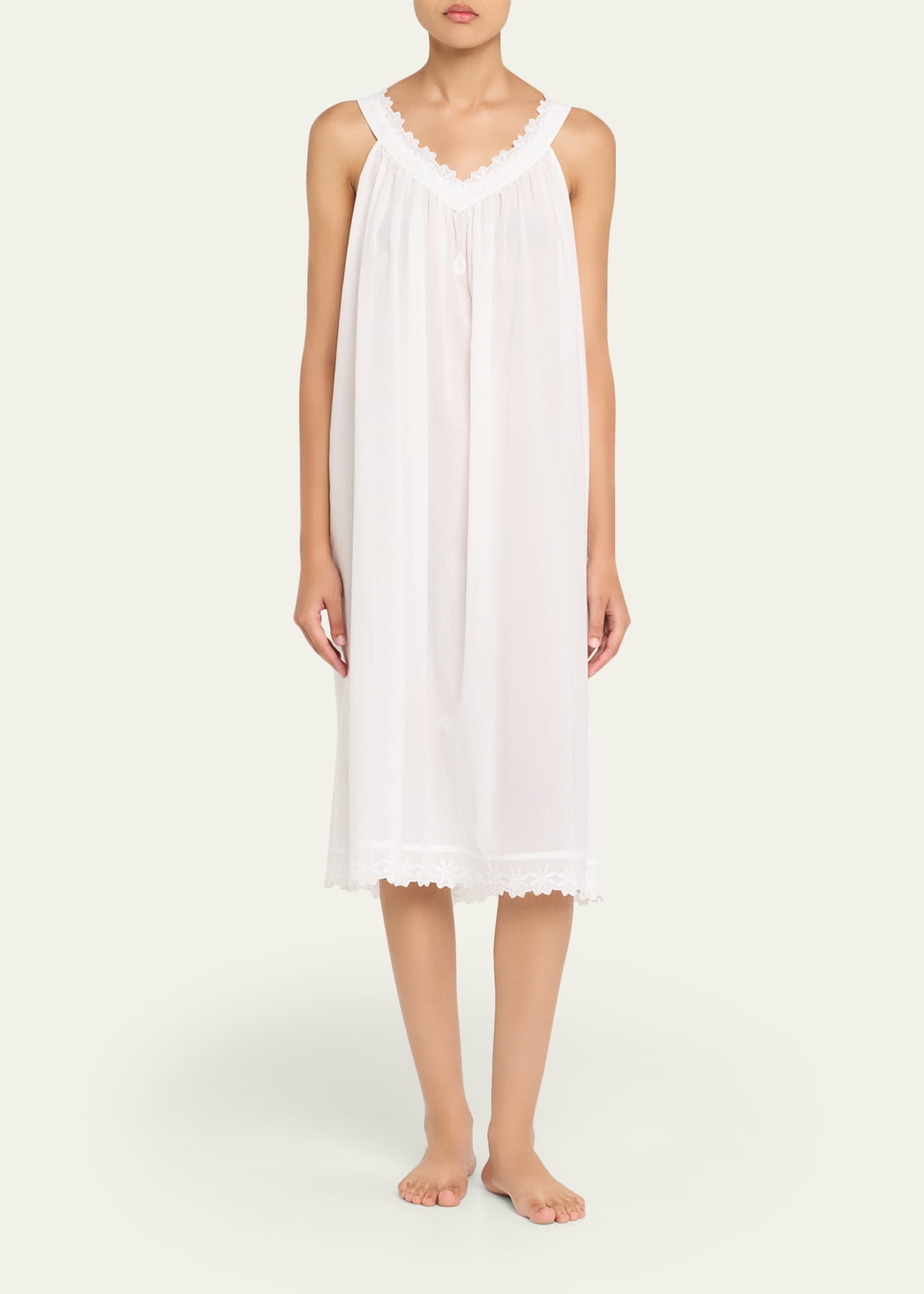 Celestine Conny 1 Ruched Lace-Trim Cotton Nightgown Image 2 of 5