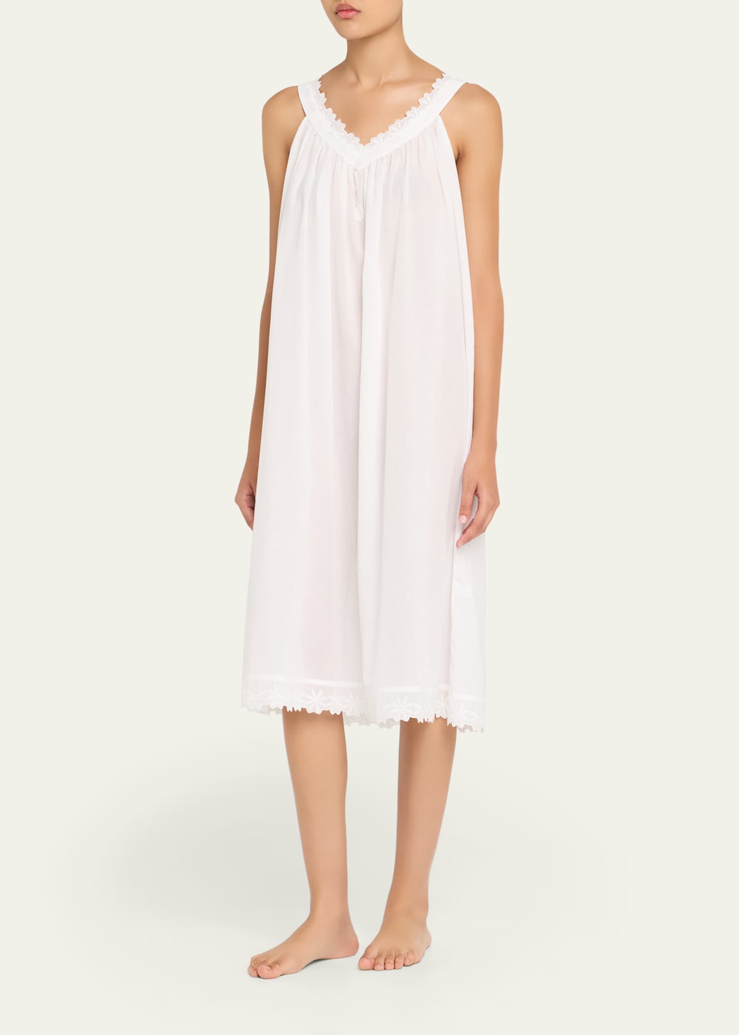 Celestine Conny 1 Ruched Lace-Trim Cotton Nightgown Image 4 of 5