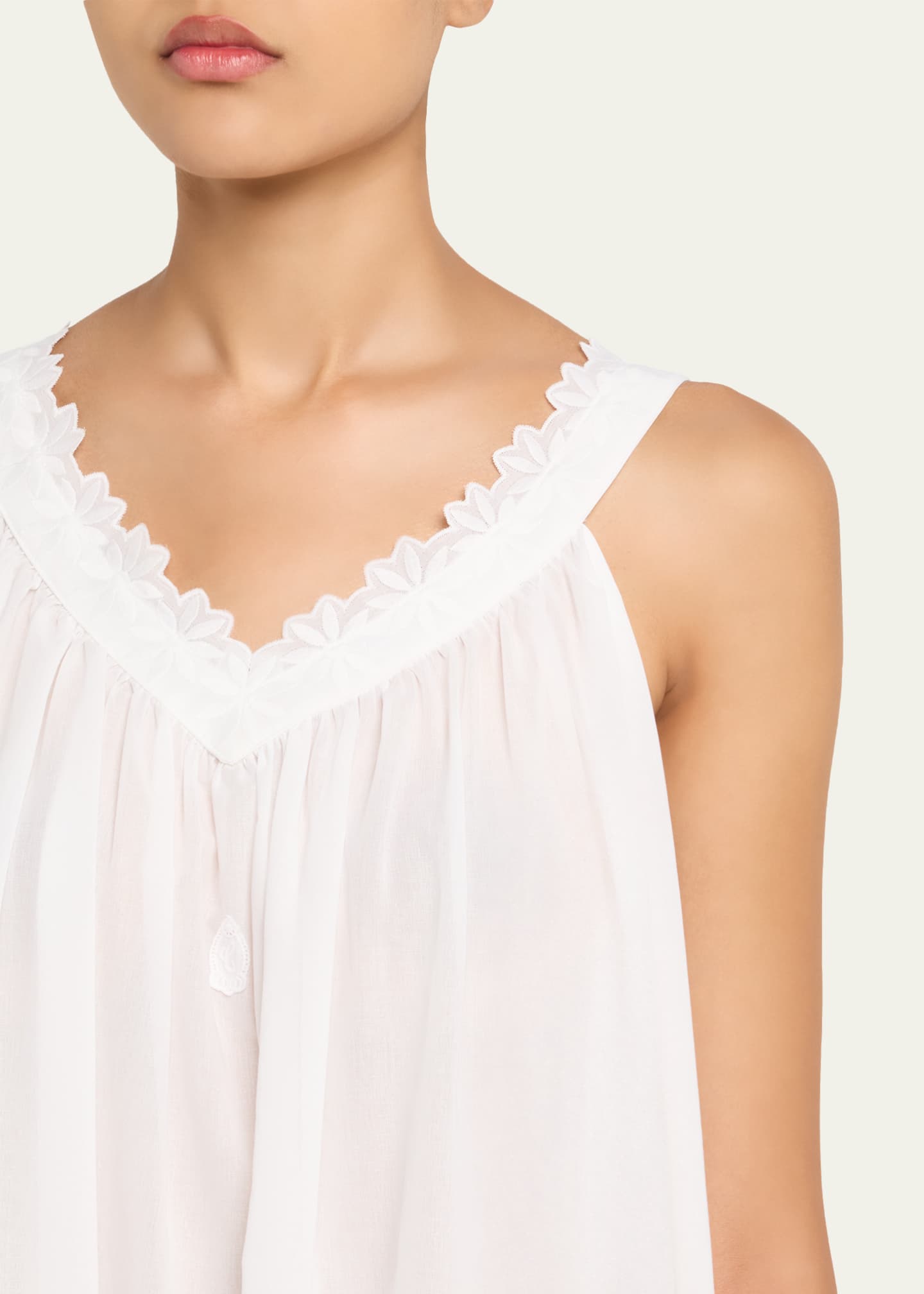 Celestine Conny 1 Ruched Lace-Trim Cotton Nightgown Image 5 of 5