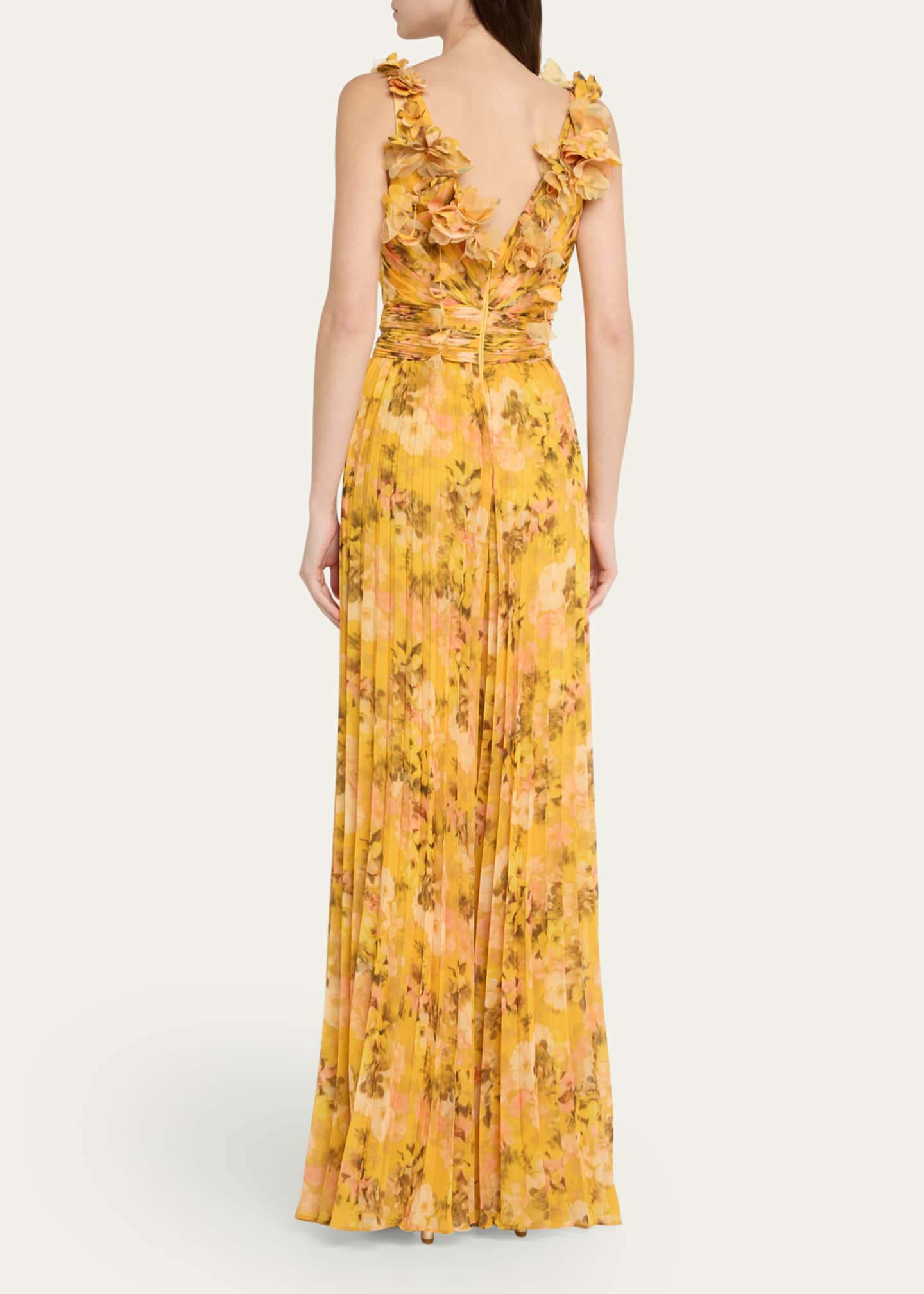 Pleated Floral-Print Georgette Jumpsuit