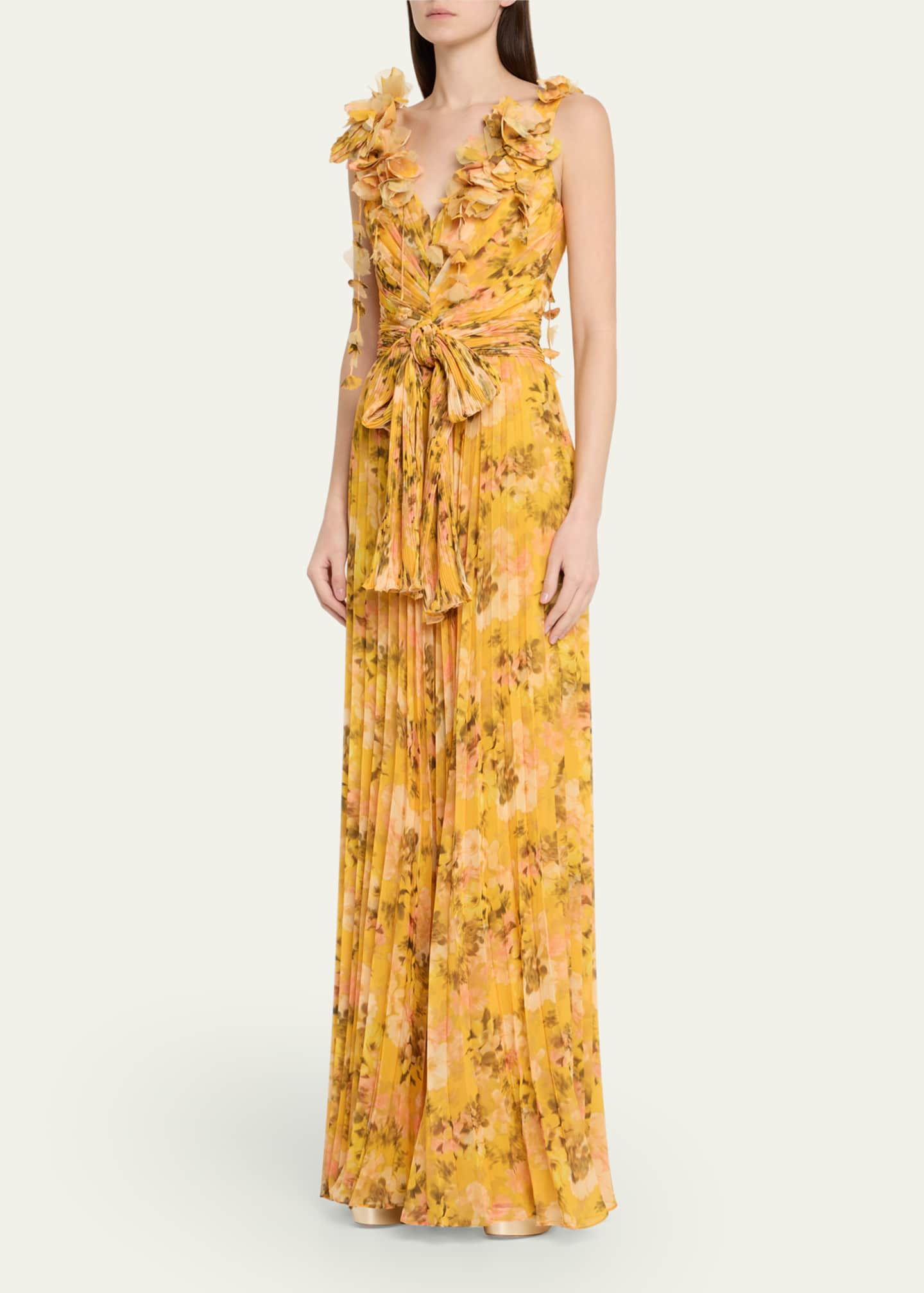 Pleated Floral-Print Georgette Jumpsuit