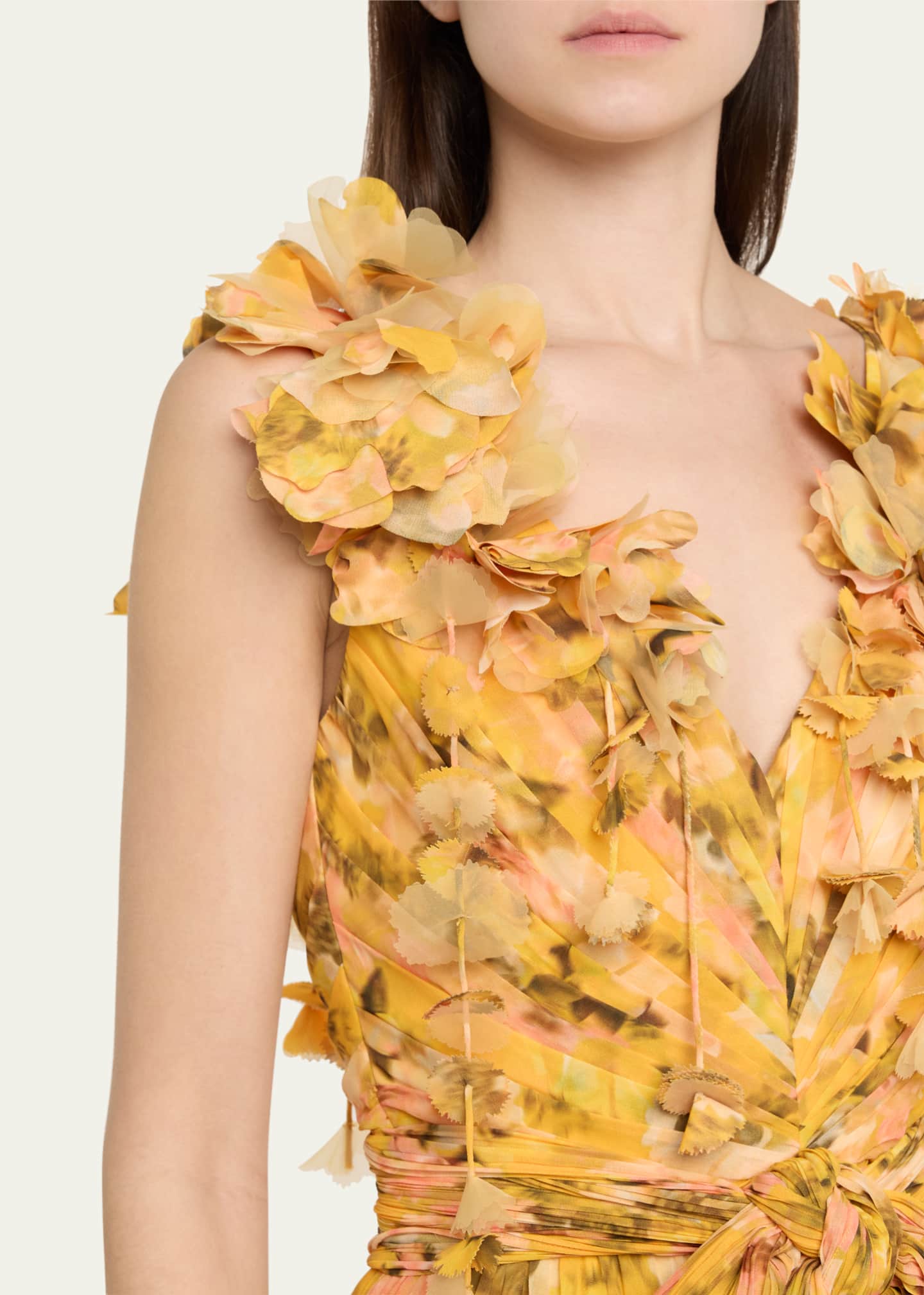 Pleated Floral-Print Georgette Jumpsuit