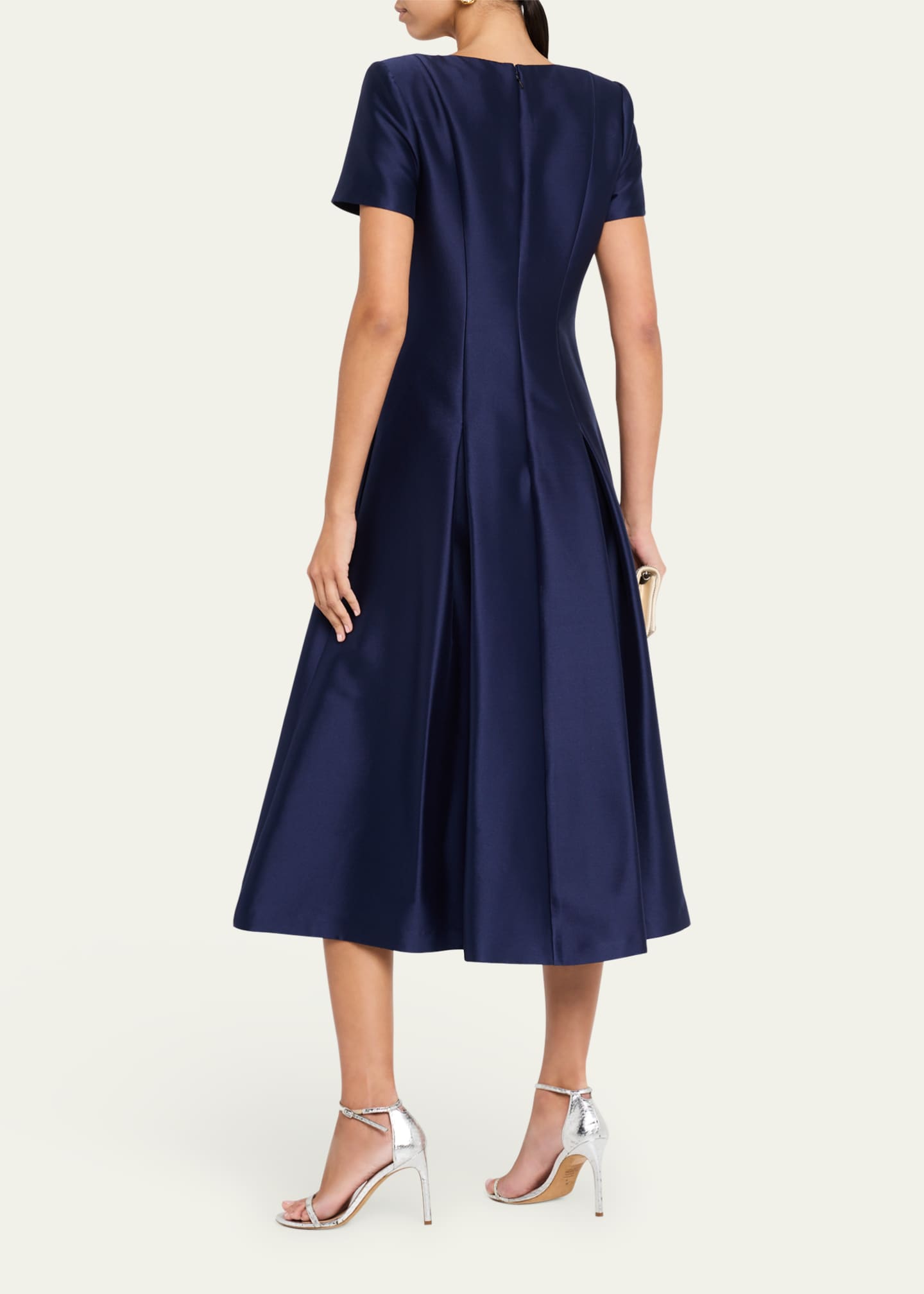 Badgley Mischka Pleated A-Line Midi Dress Image 3 of 5