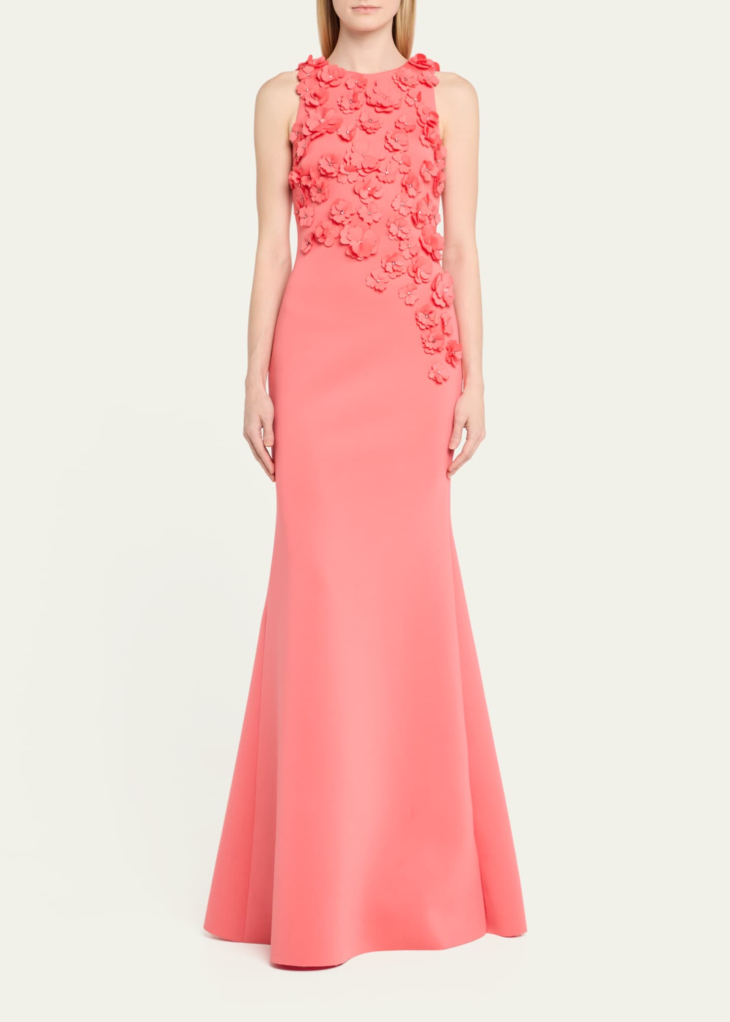 Badgley Mischka 3D Floral Scuba Gown Image 2 of 5